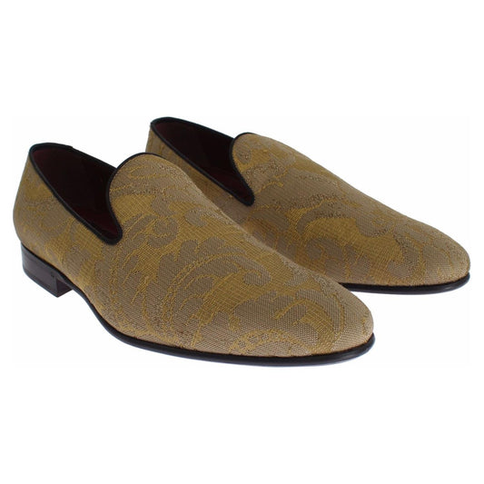 Dolce & Gabbana Golden Baroque Silk Dress Loafers Dolce & Gabbana