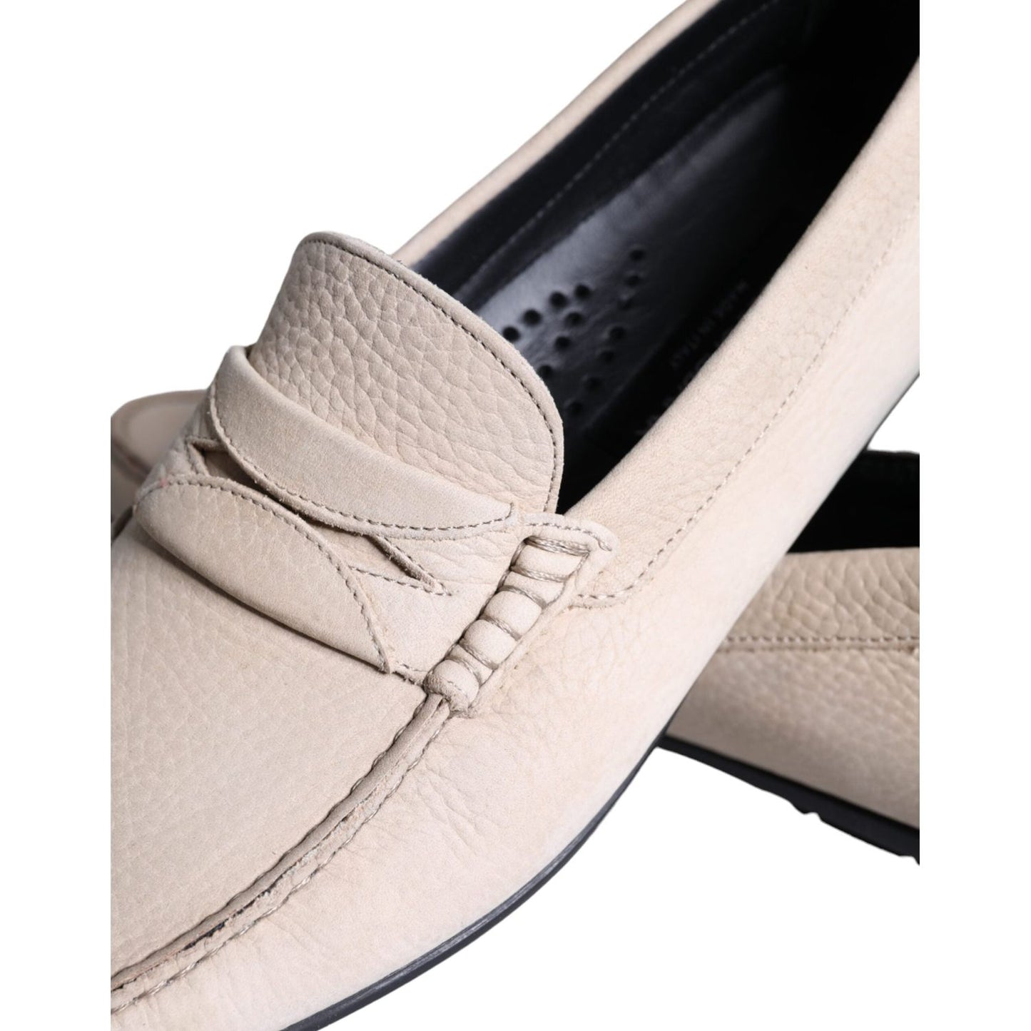 Dolce & Gabbana Beige Leather Slip Mocassin Loafers Men Shoes Dolce & Gabbana