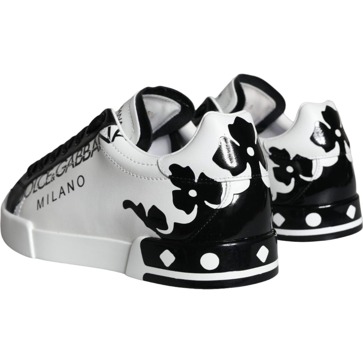 Dolce & Gabbana White Black Leather Crown Milano Sneakers Shoes Dolce & Gabbana