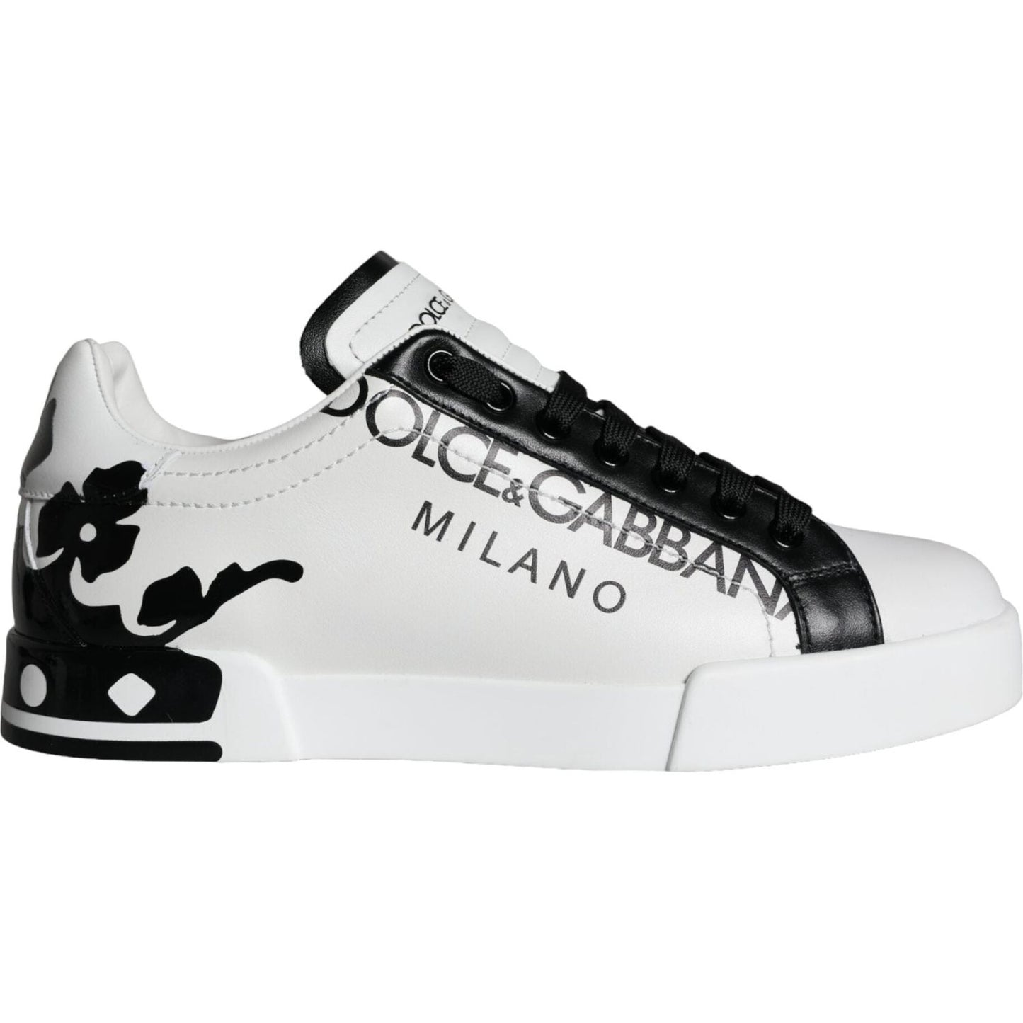 Dolce & Gabbana White Black Leather Crown Milano Sneakers Shoes Dolce & Gabbana