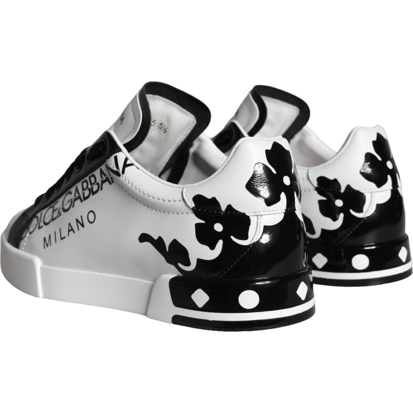 Dolce & Gabbana White Black Leather Crown Milano Sneakers Shoes Dolce & Gabbana