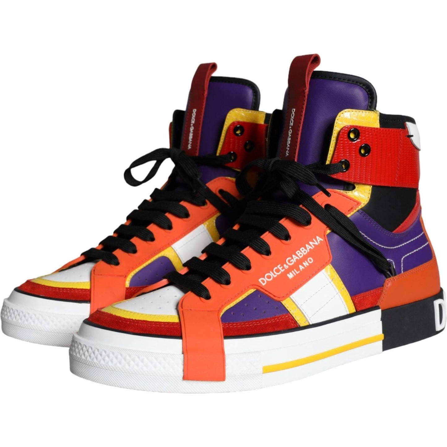 Dolce & Gabbana Multicolor Leather High Top Sneakers Shoes Dolce & Gabbana