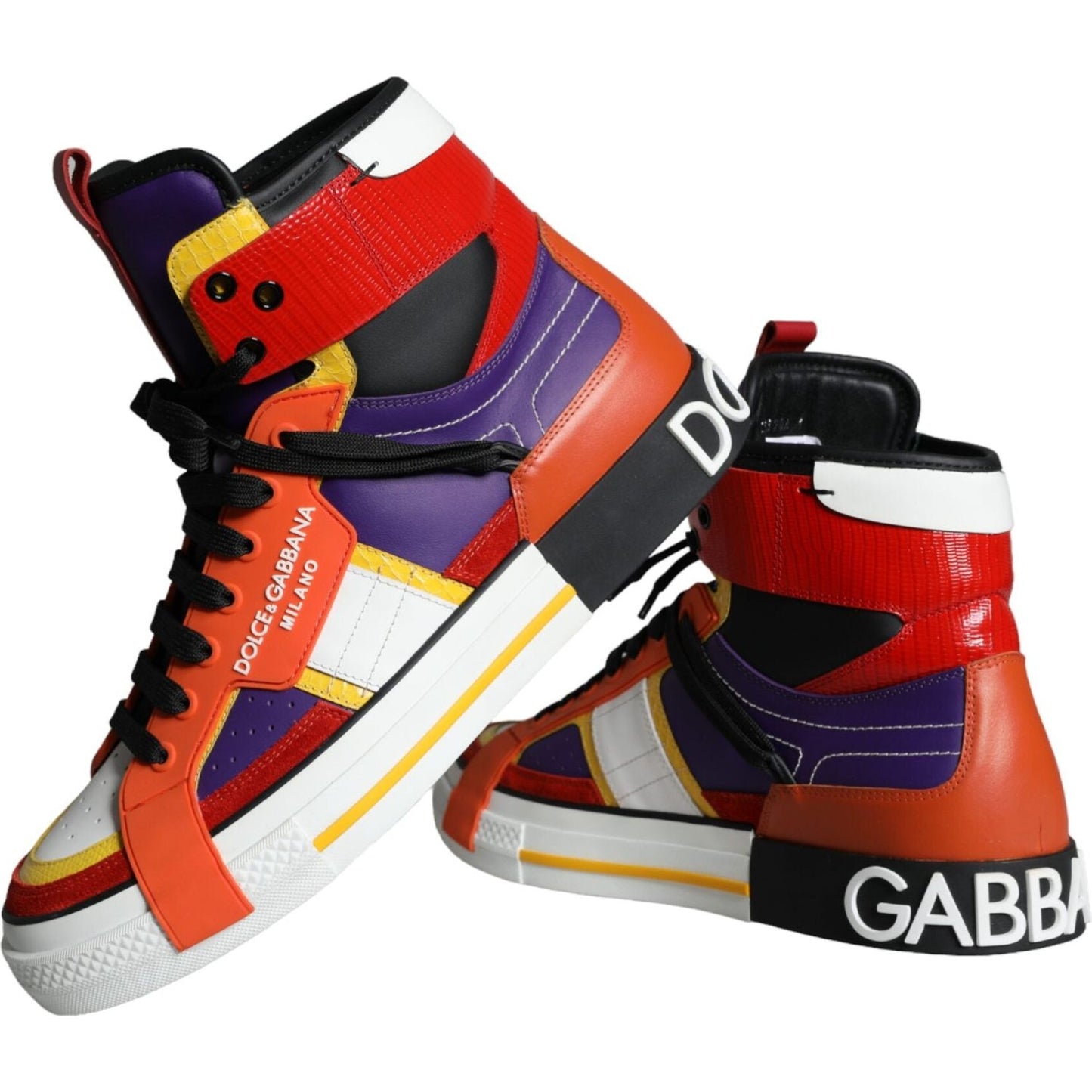 Dolce & Gabbana Multicolor Leather High Top Sneakers Shoes Dolce & Gabbana