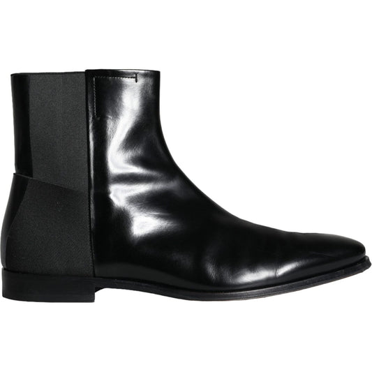 Dolce & Gabbana Black Calf Leather Men Ankle Boots Men Shoes Dolce & Gabbana