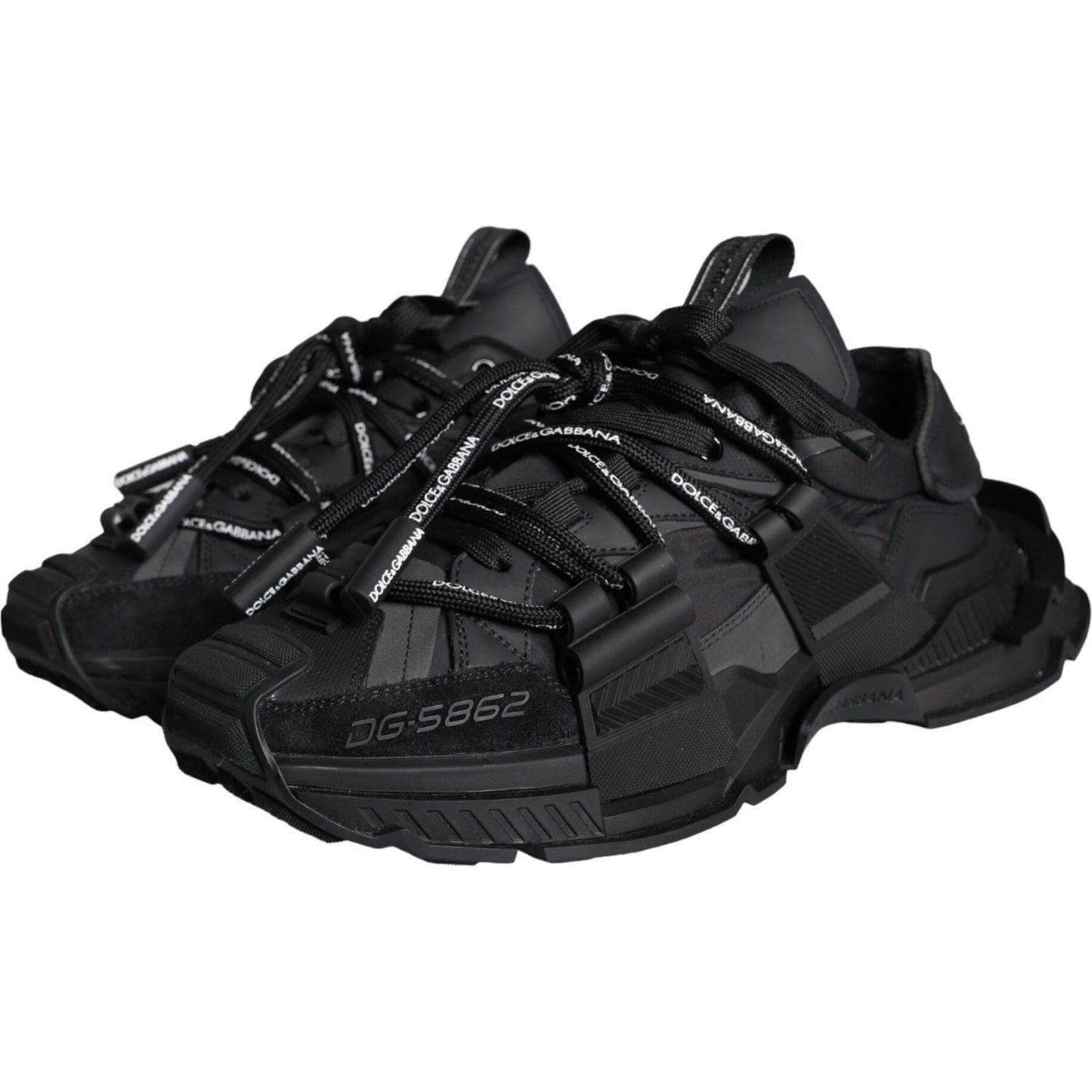 Dolce & Gabbana Black Low Top Space Lace Up Sneakers Shoes Dolce & Gabbana