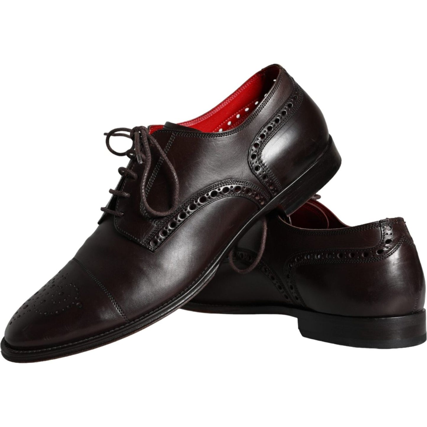 Dolce & Gabbana Brown Calfskin Leather Lace Up Oxford Shoes Dolce & Gabbana