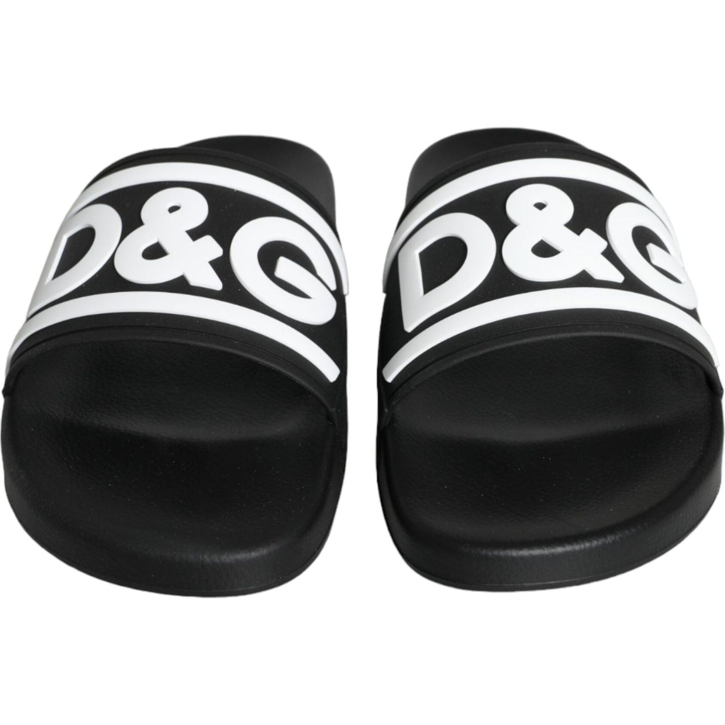 Dolce & Gabbana Black White Sandals Rubber Beachwear Shoes Dolce & Gabbana