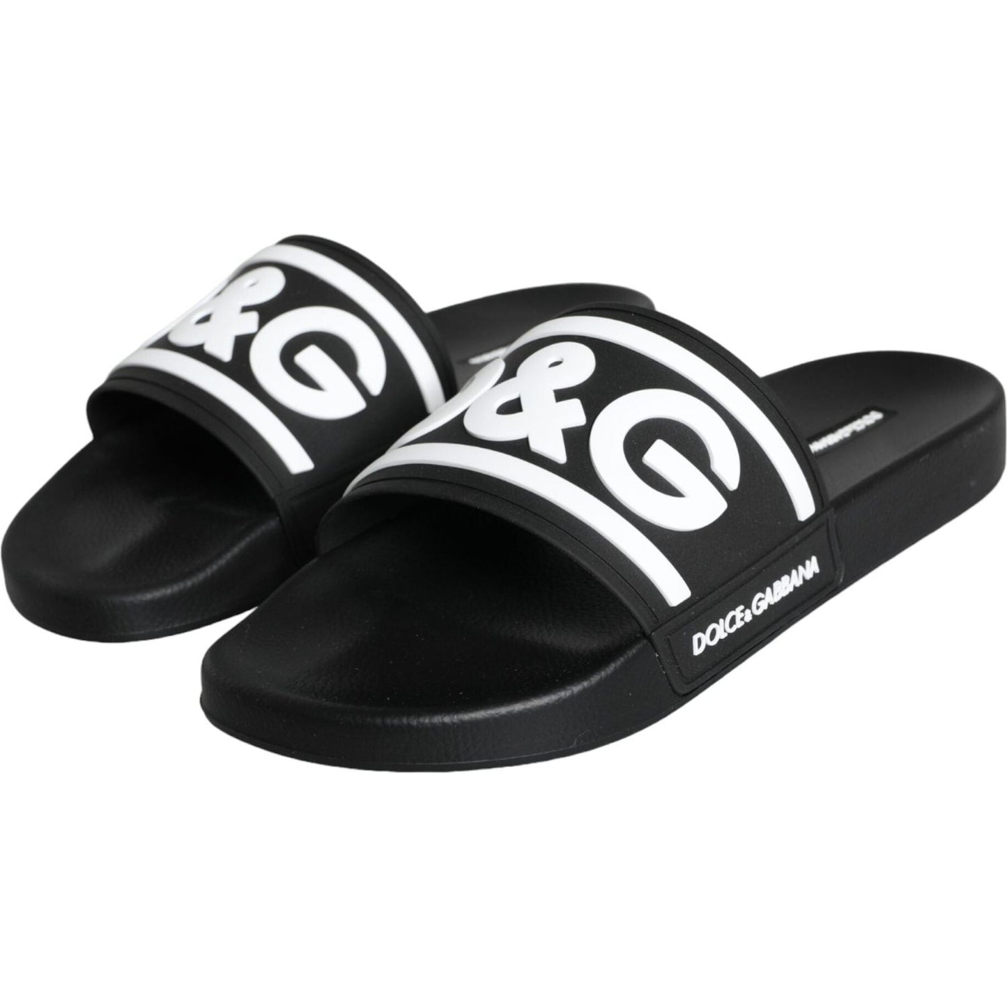 Dolce & Gabbana Black White Sandals Rubber Beachwear Shoes Dolce & Gabbana