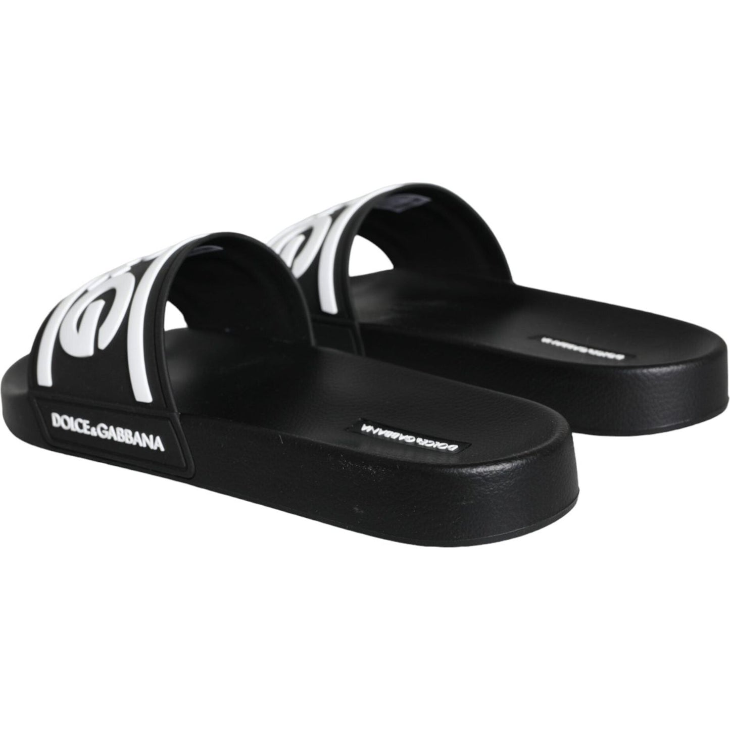 Dolce & Gabbana Black White Sandals Rubber Beachwear Shoes Dolce & Gabbana