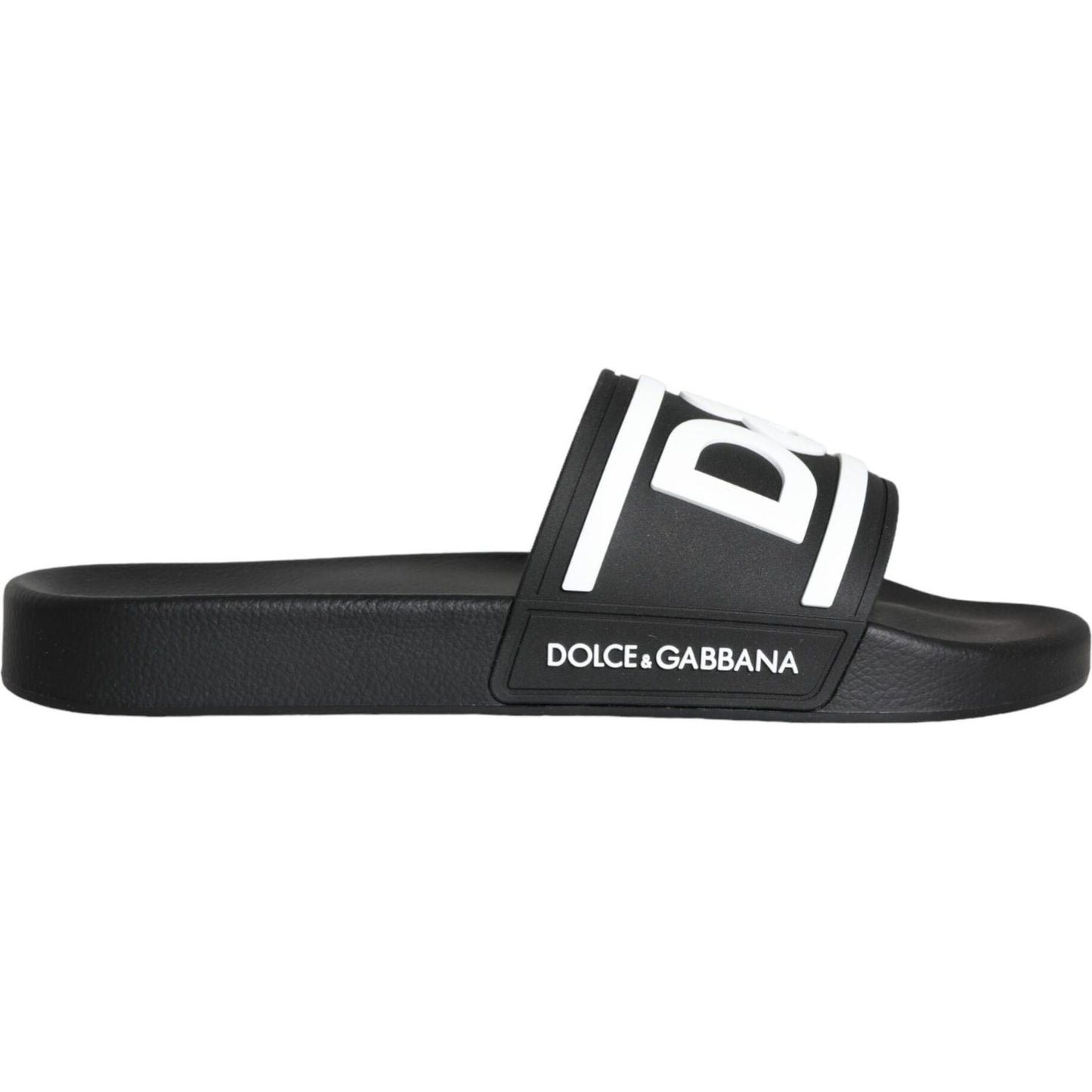 Dolce & Gabbana Black White Sandals Rubber Beachwear Shoes Dolce & Gabbana