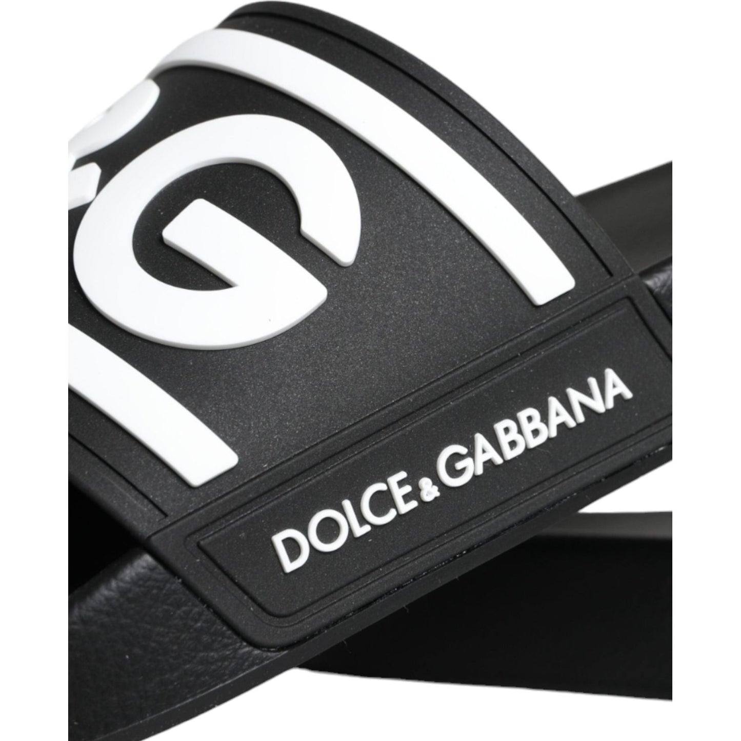 Dolce & Gabbana Black White Sandals Rubber Beachwear Shoes Dolce & Gabbana