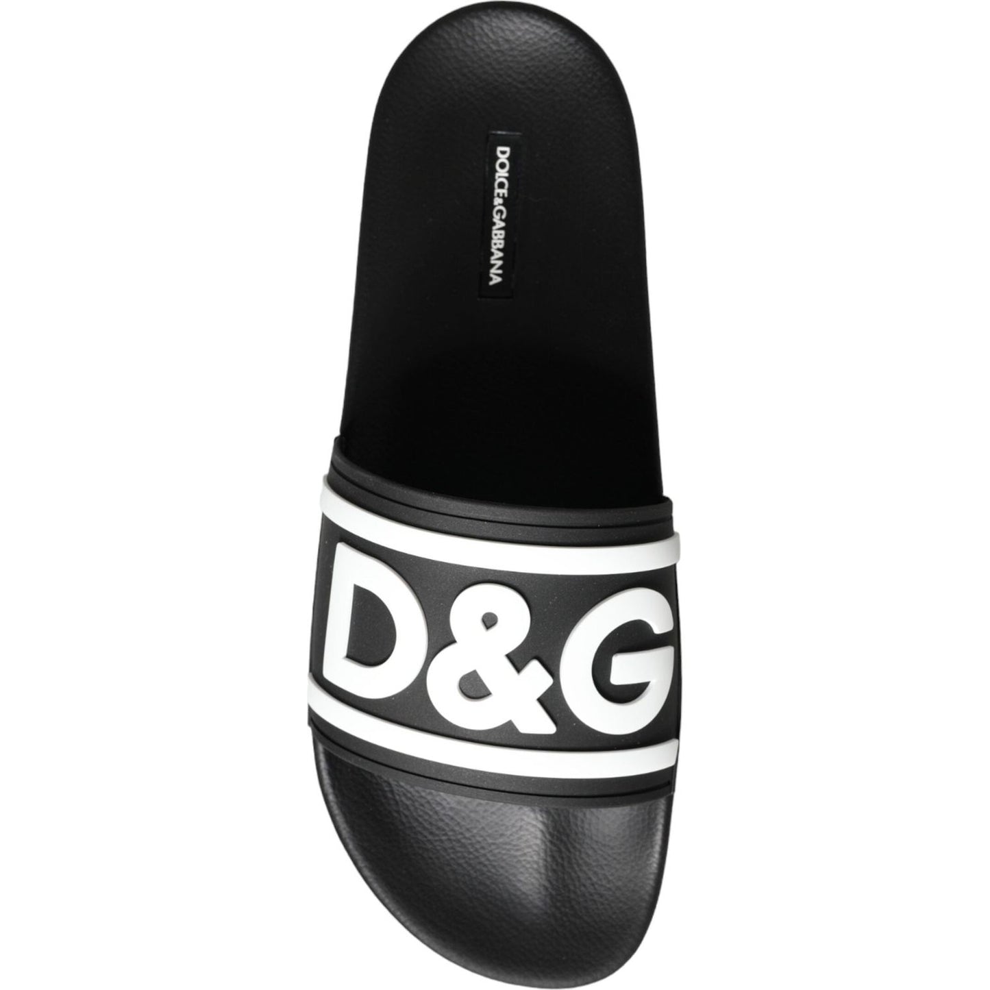 Dolce & Gabbana Black White Sandals Rubber Beachwear Shoes Dolce & Gabbana