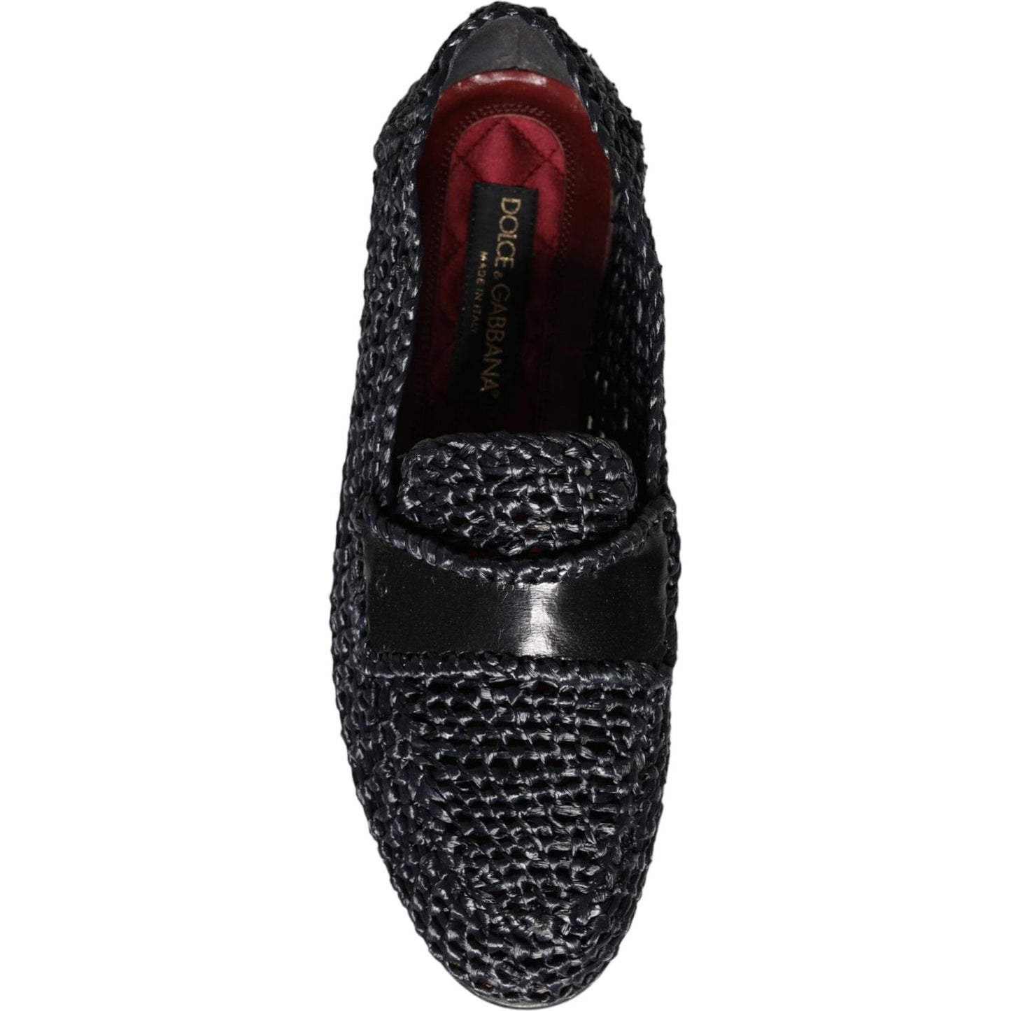 Dolce & Gabbana Black Woven Raffia Slip On Loafers Men Shoes Dolce & Gabbana