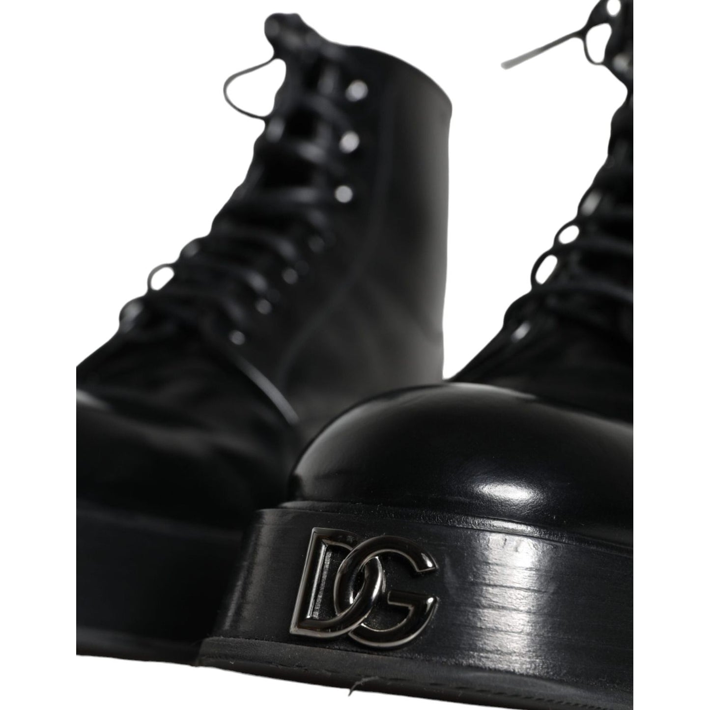 Dolce & Gabbana Black Leather Lace Up Ankle Boots Men Shoes Dolce & Gabbana