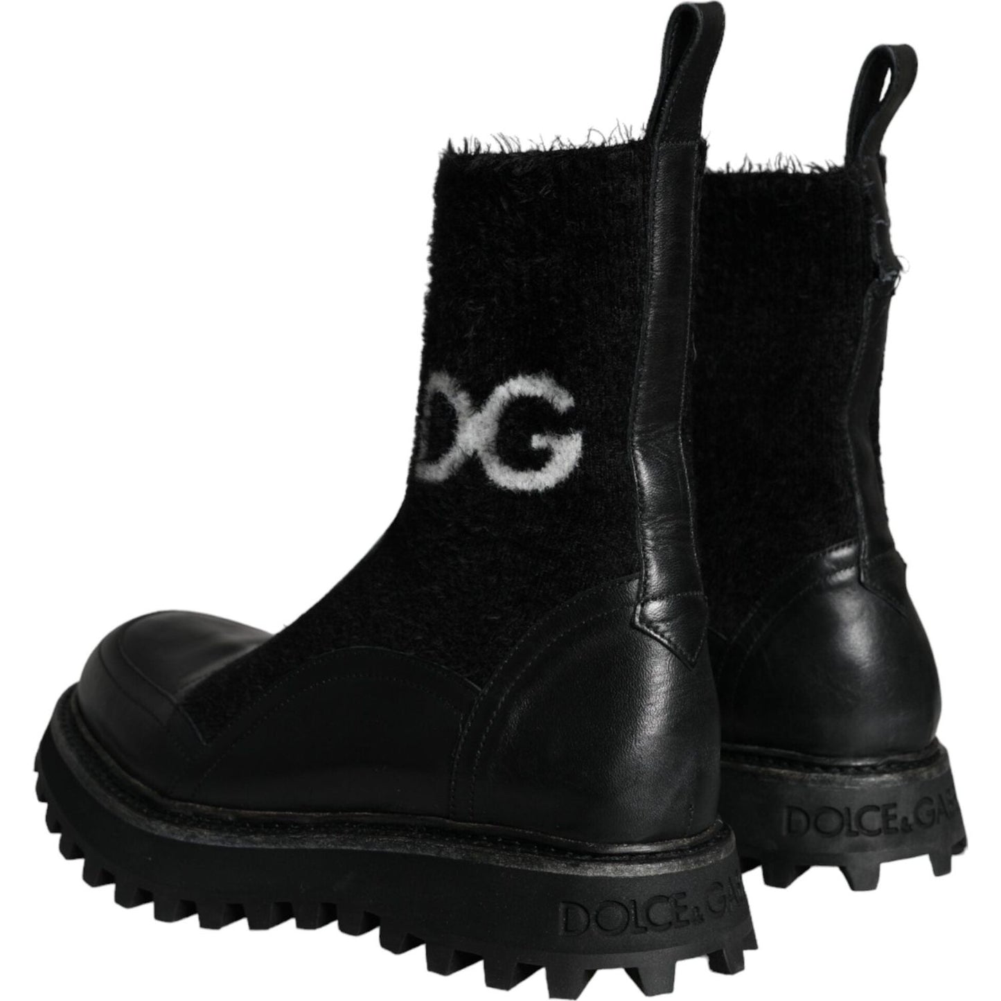 Dolce & Gabbana Black DG Logo Horse Sock Ankle Boots Shoes Dolce & Gabbana