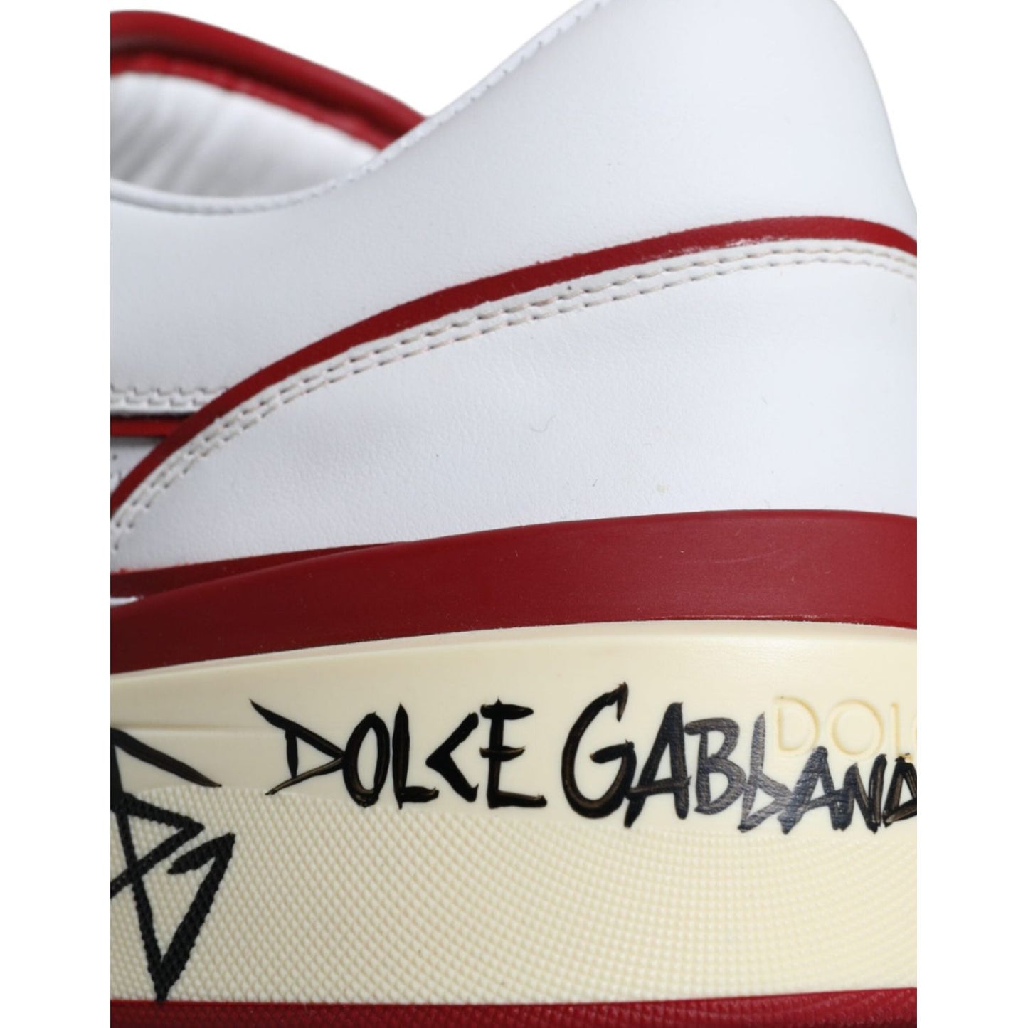 Dolce & Gabbana Red White Printed Leather Low Top Men Sneakers Shoes Dolce & Gabbana