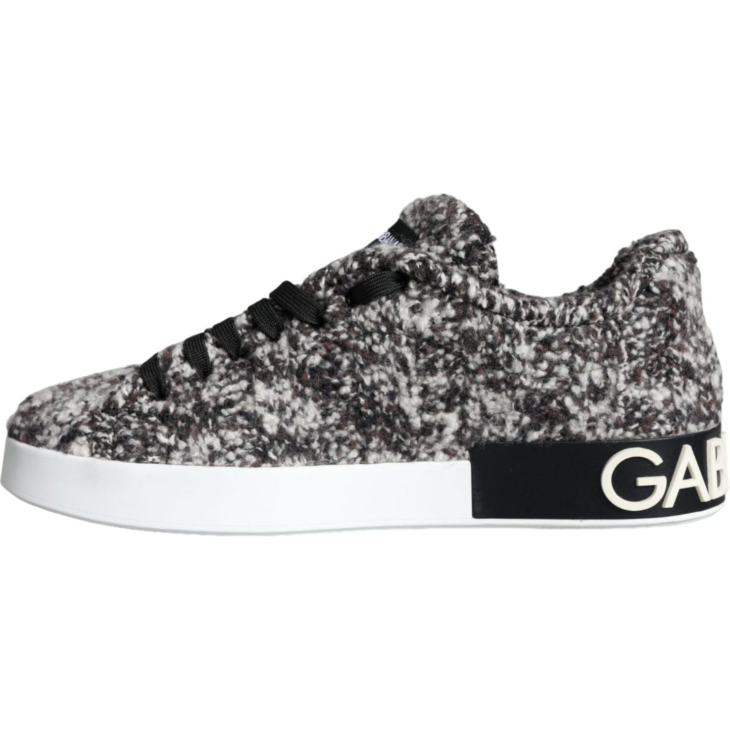 Dolce & Gabbana Black White Wool Low Top Men Sneakers Shoes Dolce & Gabbana