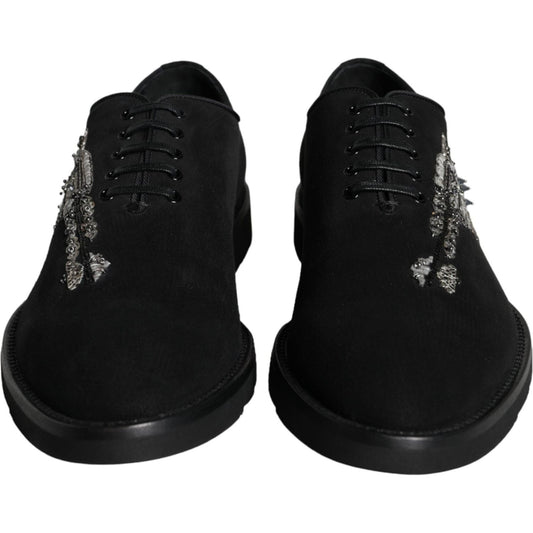 Dolce & Gabbana Black Suede Sicilia Lace Up Formal Shoes Dolce & Gabbana