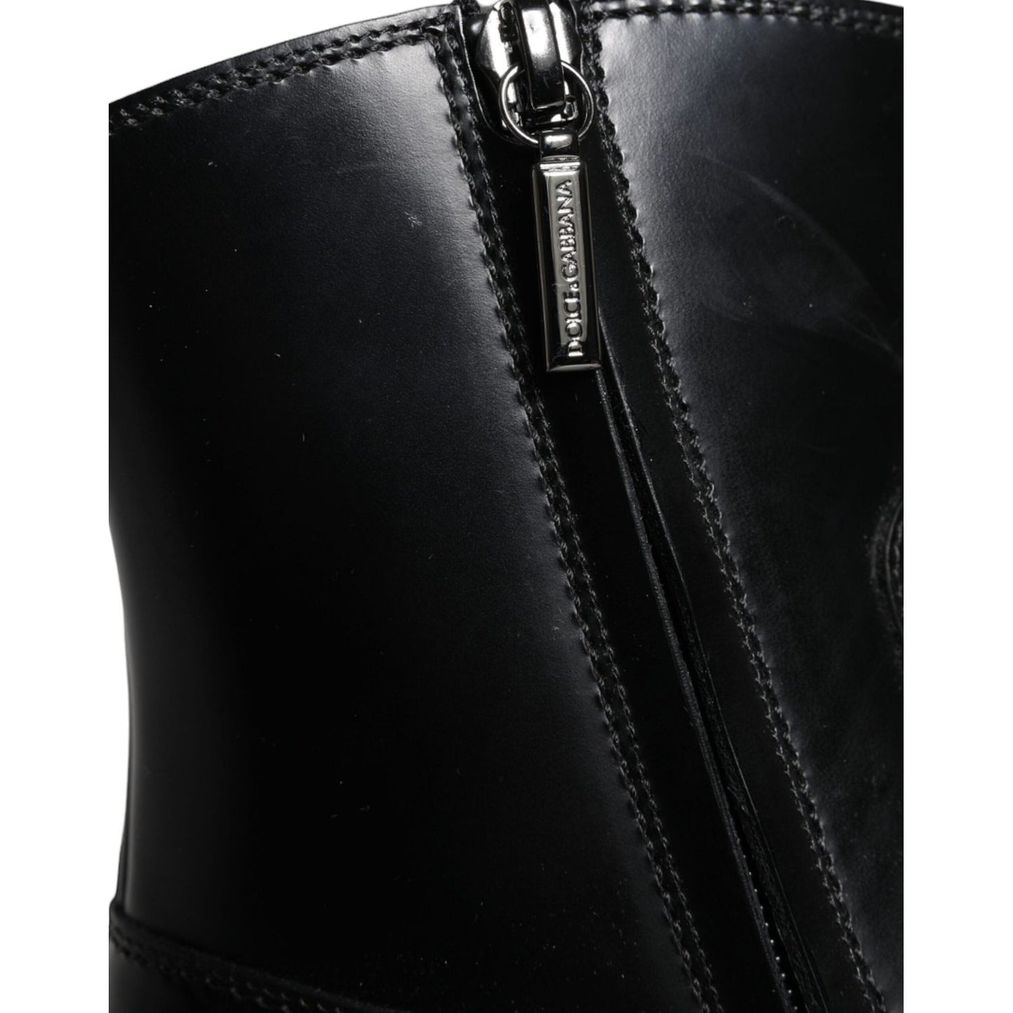 Dolce & Gabbana Black Leather Ankle Boots Booties Shoes Dolce & Gabbana