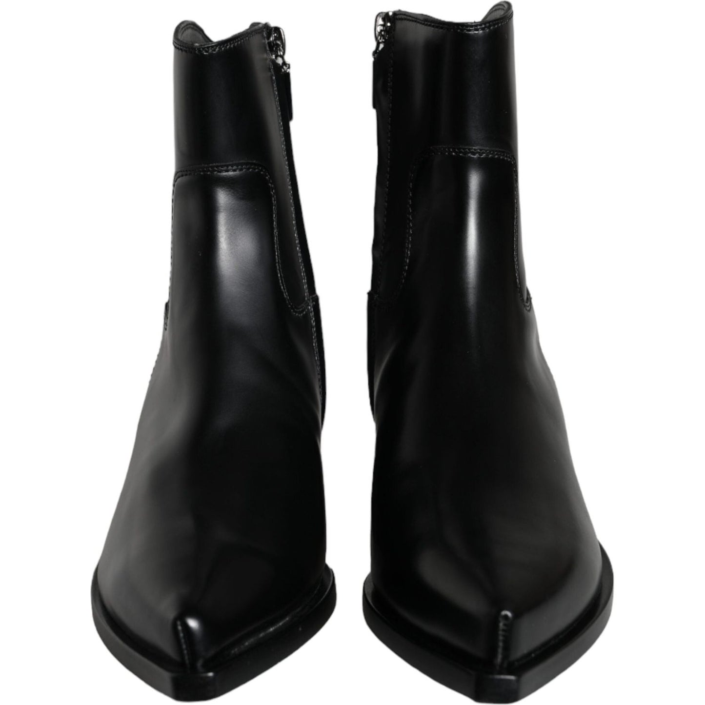 Dolce & Gabbana Black Leather Ankle Boots Booties Shoes Dolce & Gabbana