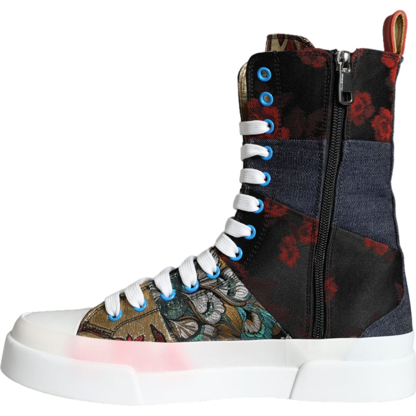 Dolce & Gabbana Multicolor Patchwork Logo High Top Sneakers Shoes Dolce & Gabbana