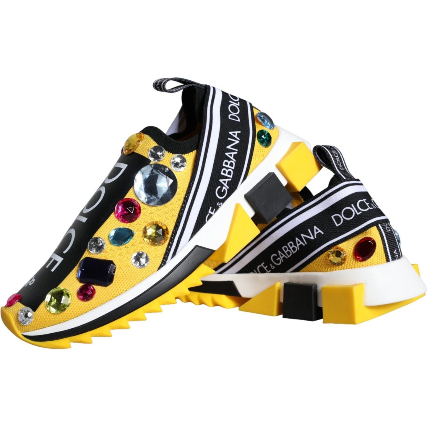 Dolce & Gabbana Yellow Sorrento Crystals Sneakers Womens Shoes Dolce & Gabbana