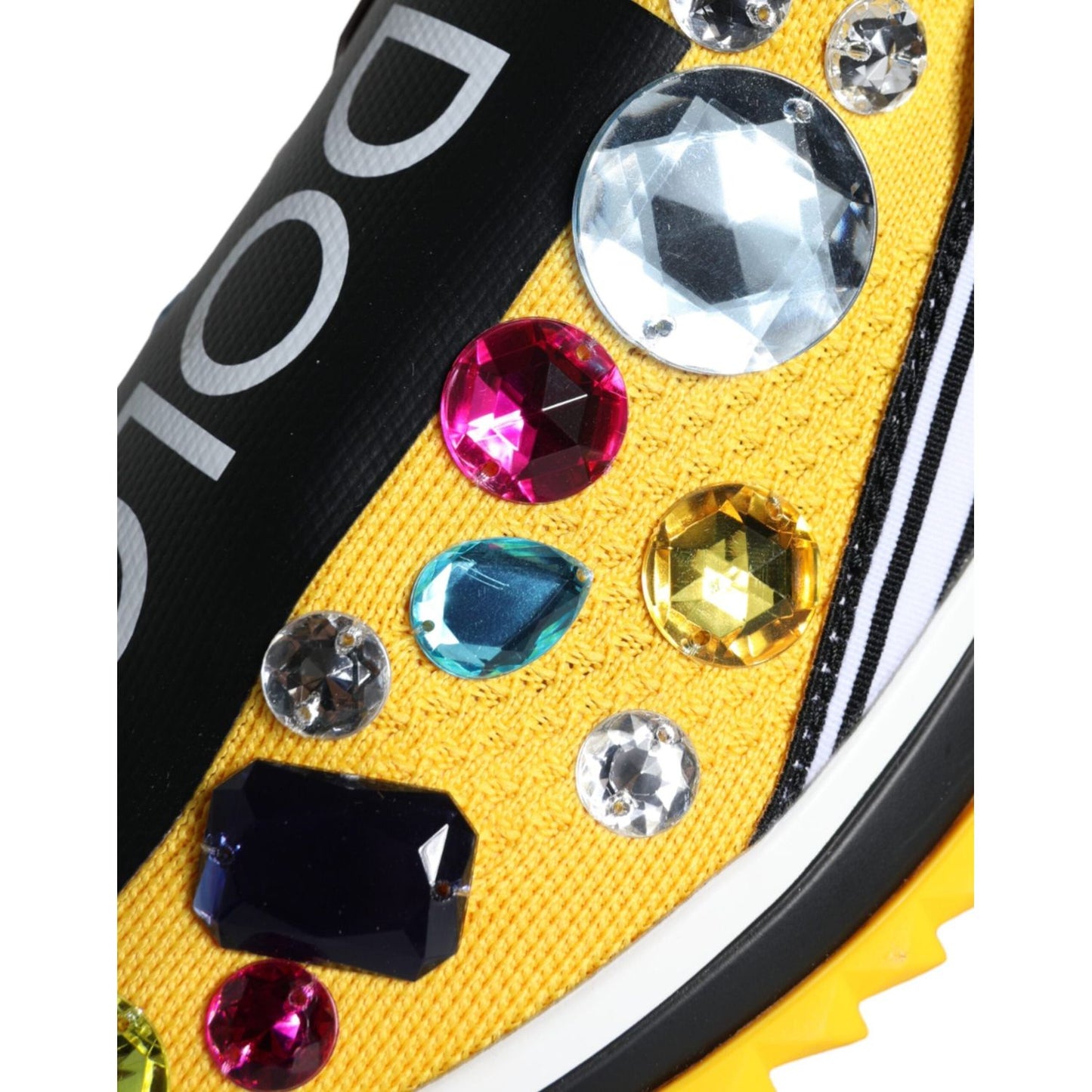 Dolce & Gabbana Yellow Sorrento Crystals Sneakers Womens Shoes Dolce & Gabbana