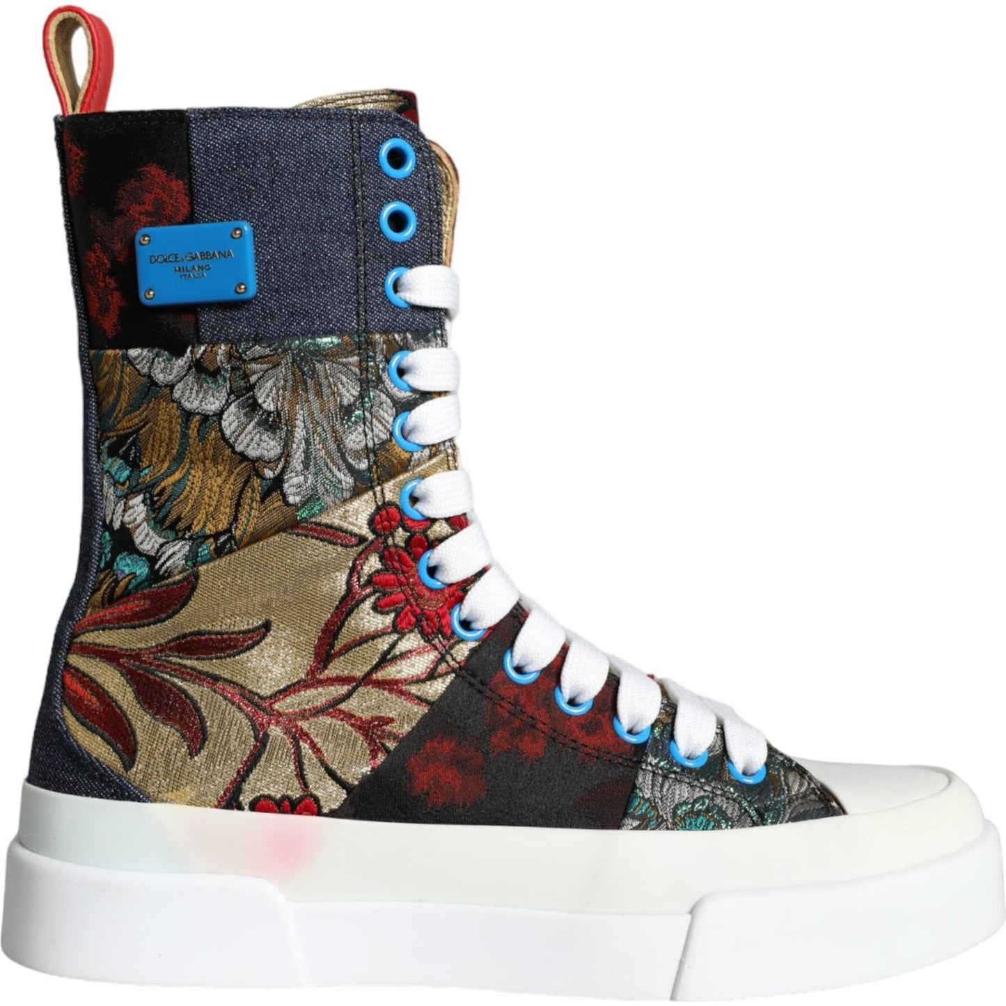 Dolce & Gabbana Multicolor Patchwork Logo High Top Sneakers Shoes Dolce & Gabbana