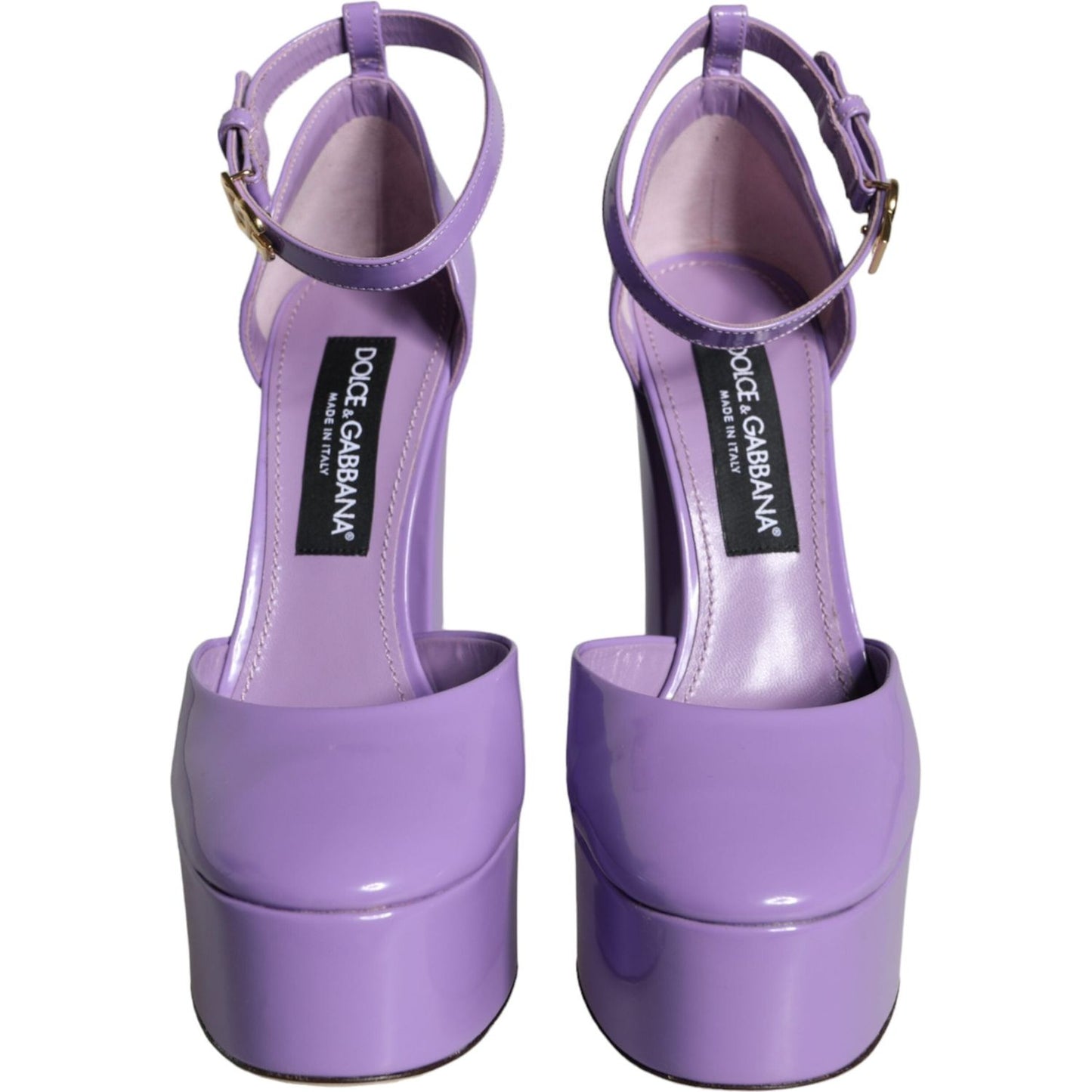 Dolce & Gabbana Purple Leather Platform Ankle Strap Sandals Shoes Dolce & Gabbana