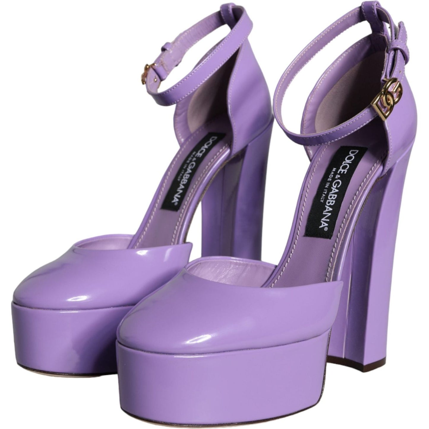 Dolce & Gabbana Purple Leather Platform Ankle Strap Sandals Shoes Dolce & Gabbana