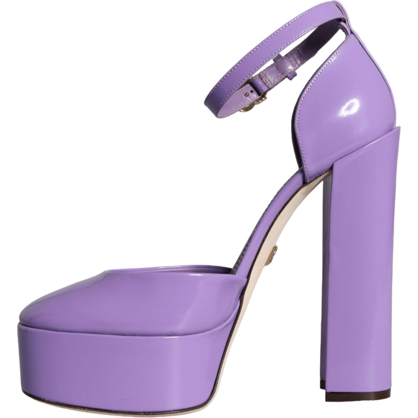 Dolce & Gabbana Purple Leather Platform Ankle Strap Sandals Shoes Dolce & Gabbana