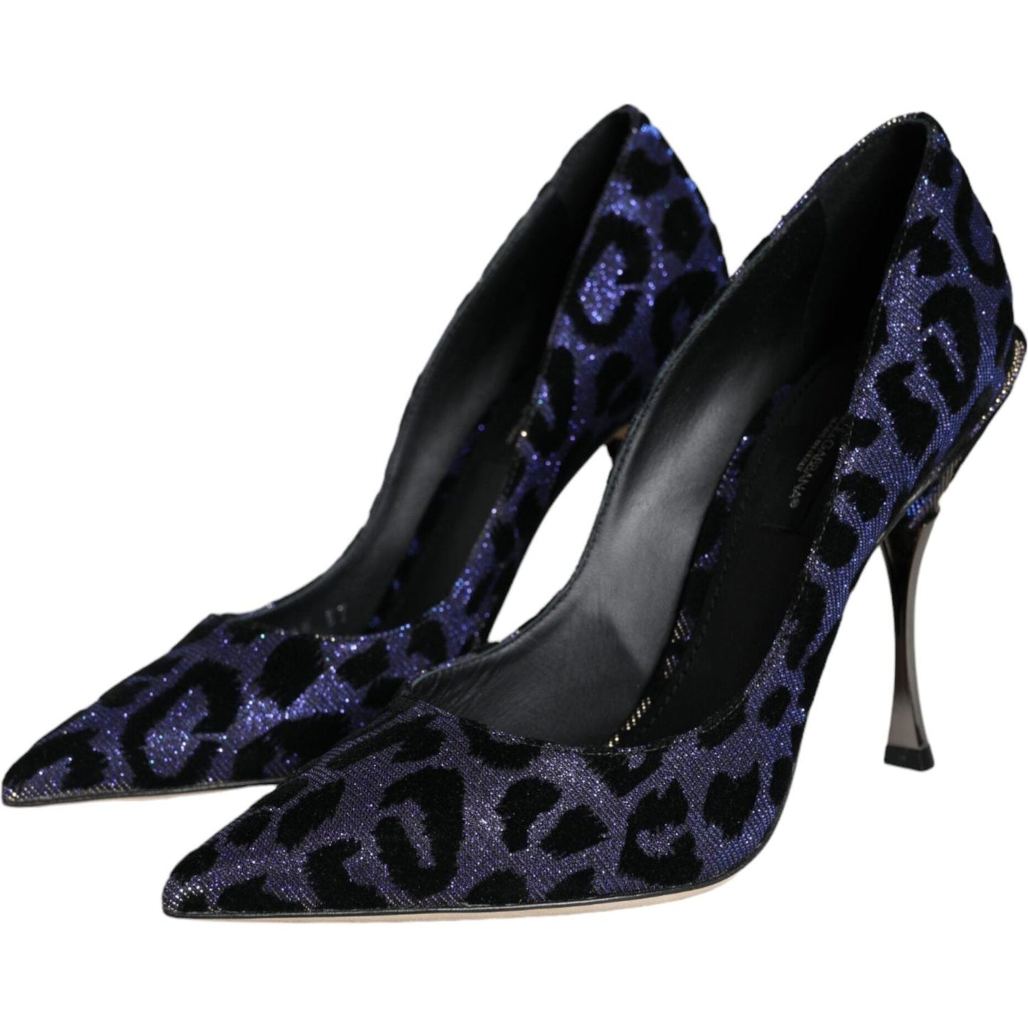 Dolce & Gabbana Dark Blue Leopard Lurex Heels Pumps Shoes Dolce & Gabbana