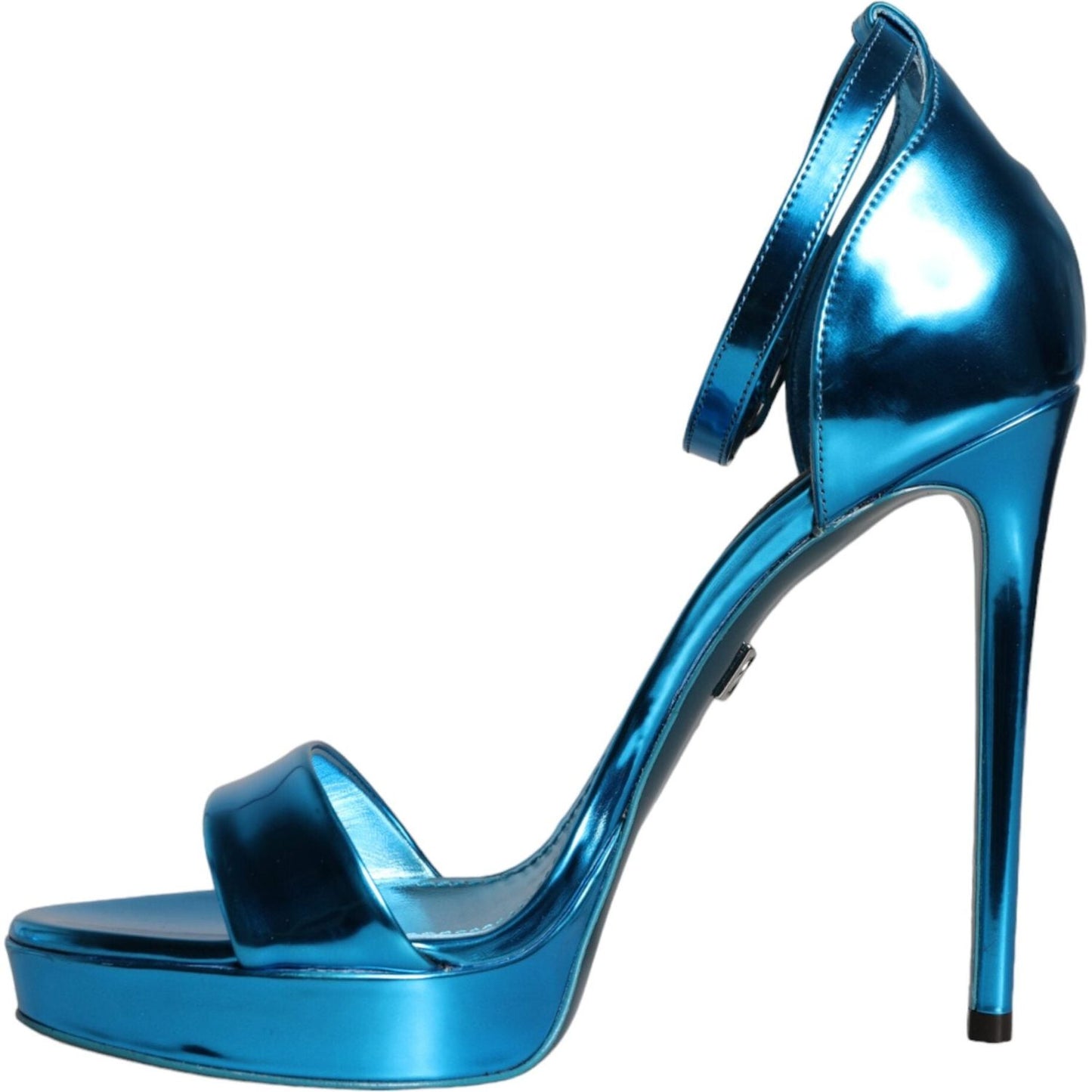 Dolce & Gabbana Metallic Blue Leather Keira Sandals Shoes Dolce & Gabbana