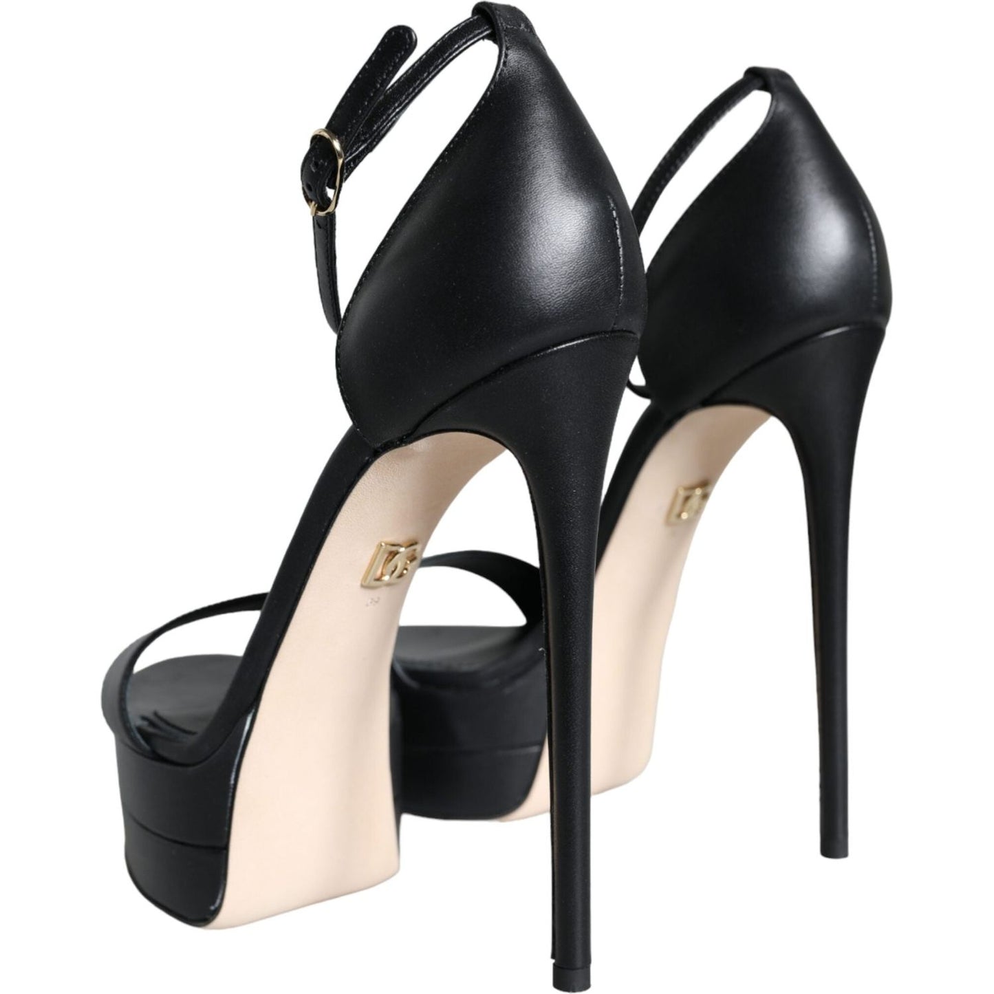 Dolce & Gabbana Black Lamb Leather Ankle Strap Sandals Shoes Dolce & Gabbana