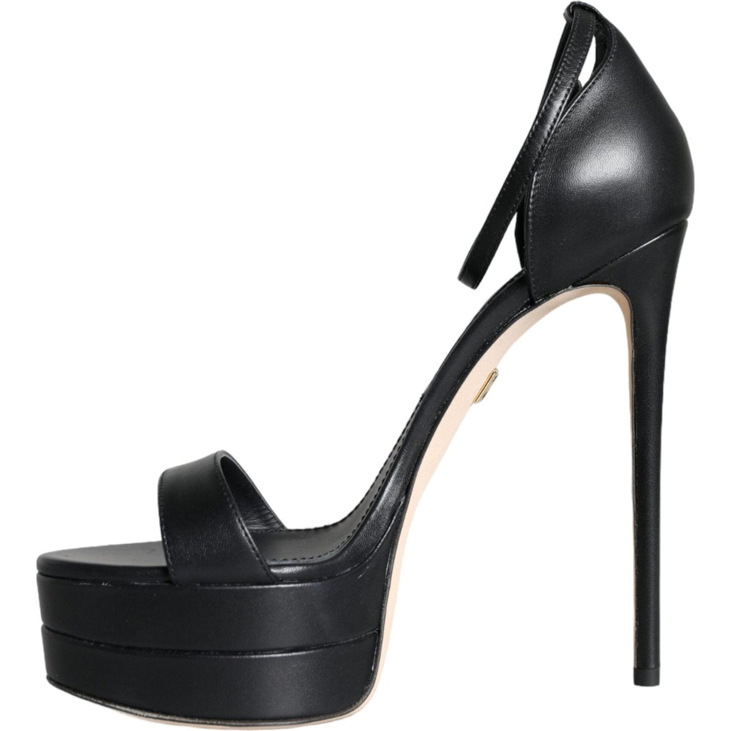 Dolce & Gabbana Black Lamb Leather Ankle Strap Sandals Shoes Dolce & Gabbana