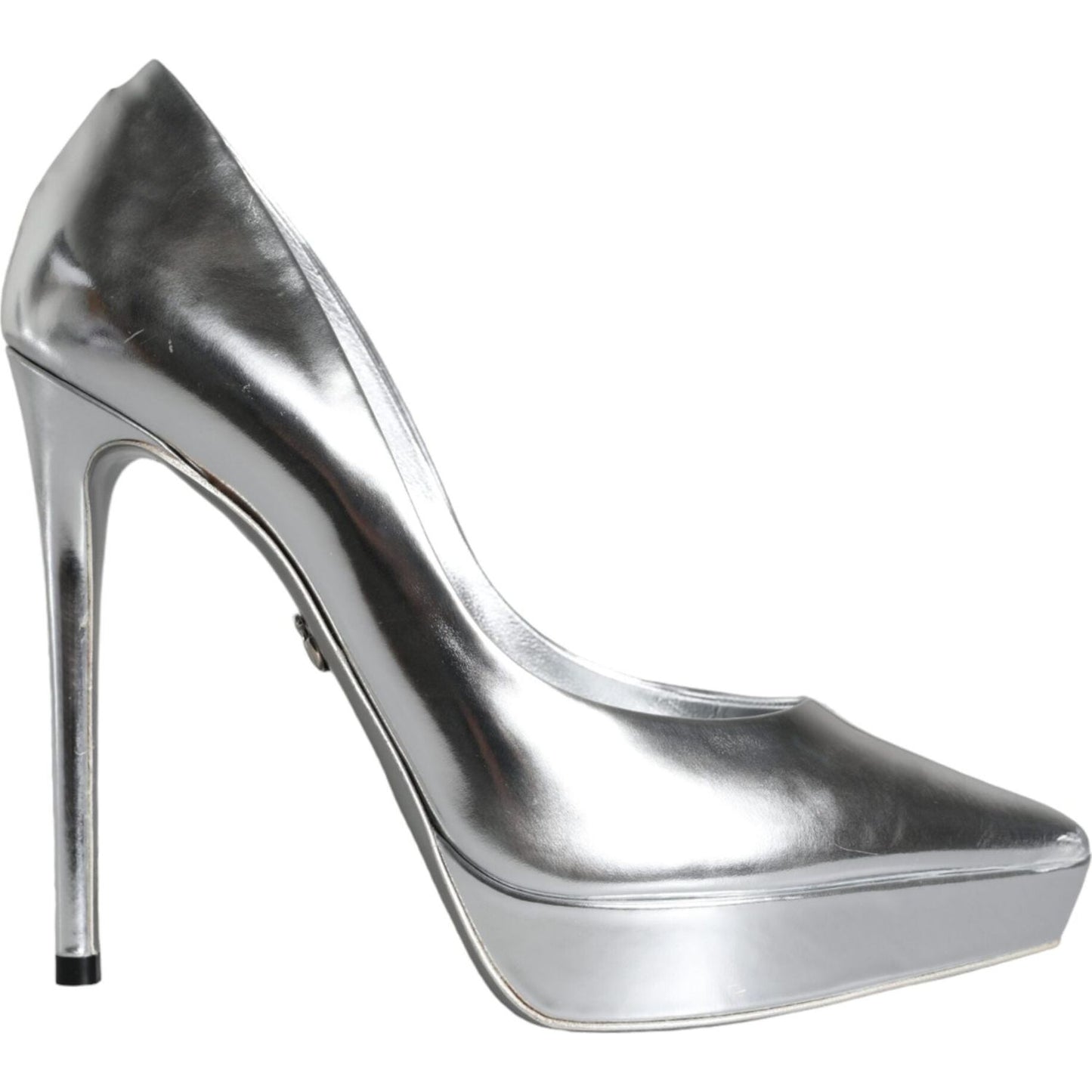 Dolce & Gabbana Silver Leather Platform Heels Pumps Shoes Dolce & Gabbana