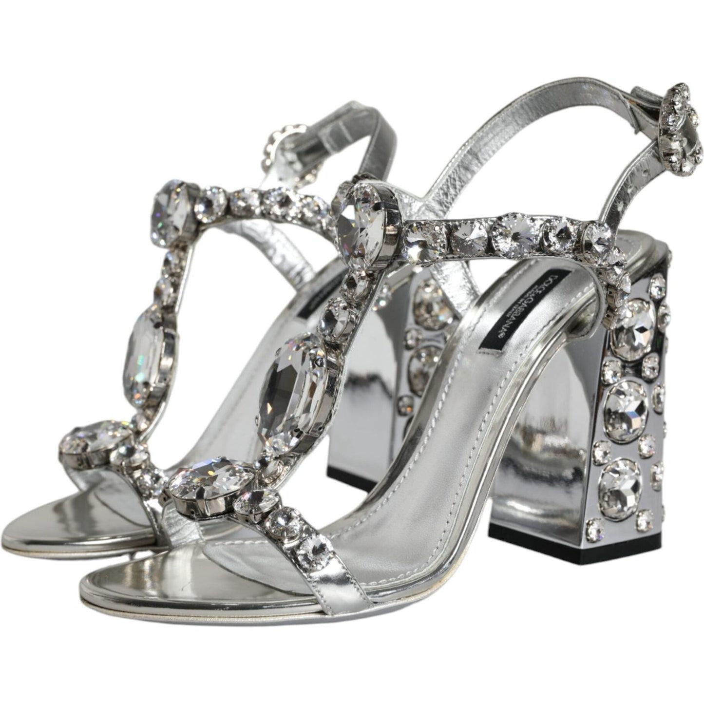 Dolce & Gabbana Silver Crystals High Heels Sandals Shoes Dolce & Gabbana