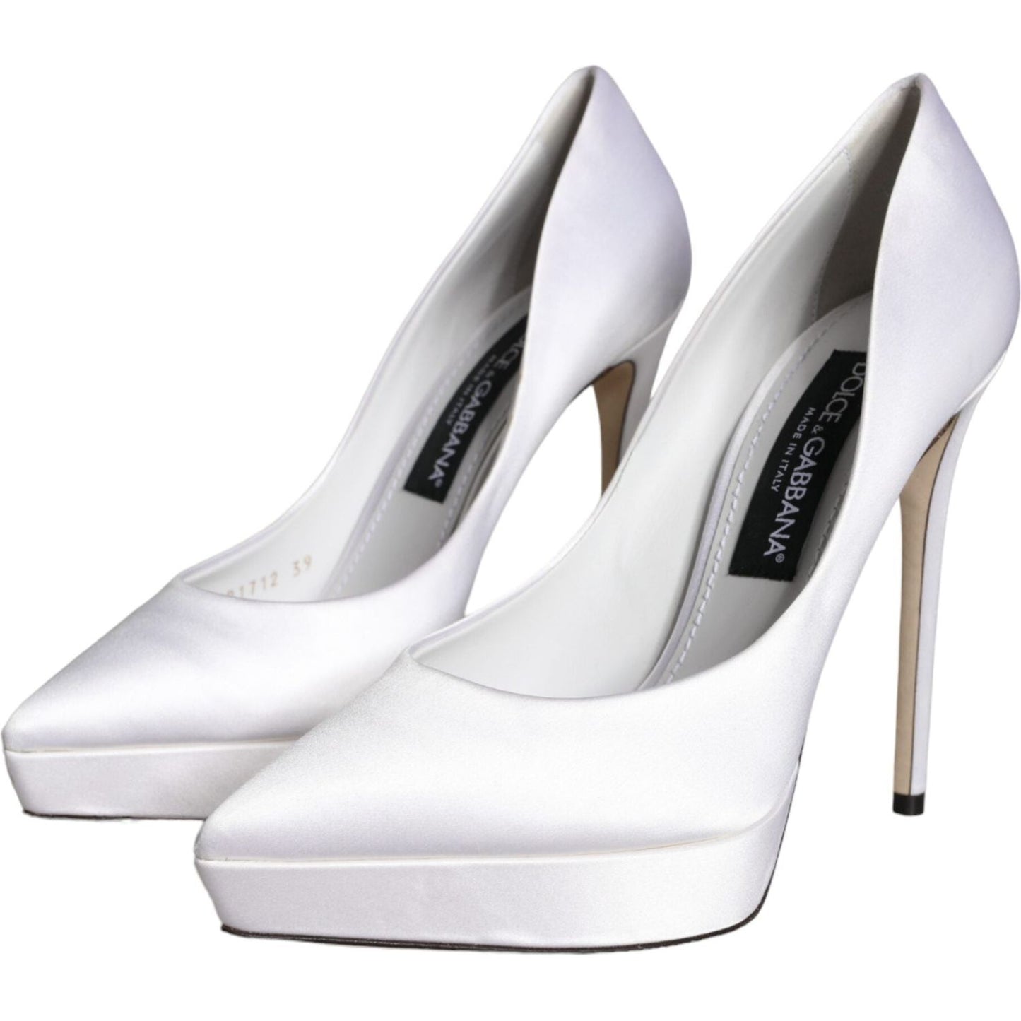 Dolce & Gabbana White Satin Platform High Heels Pumps Shoes Dolce & Gabbana