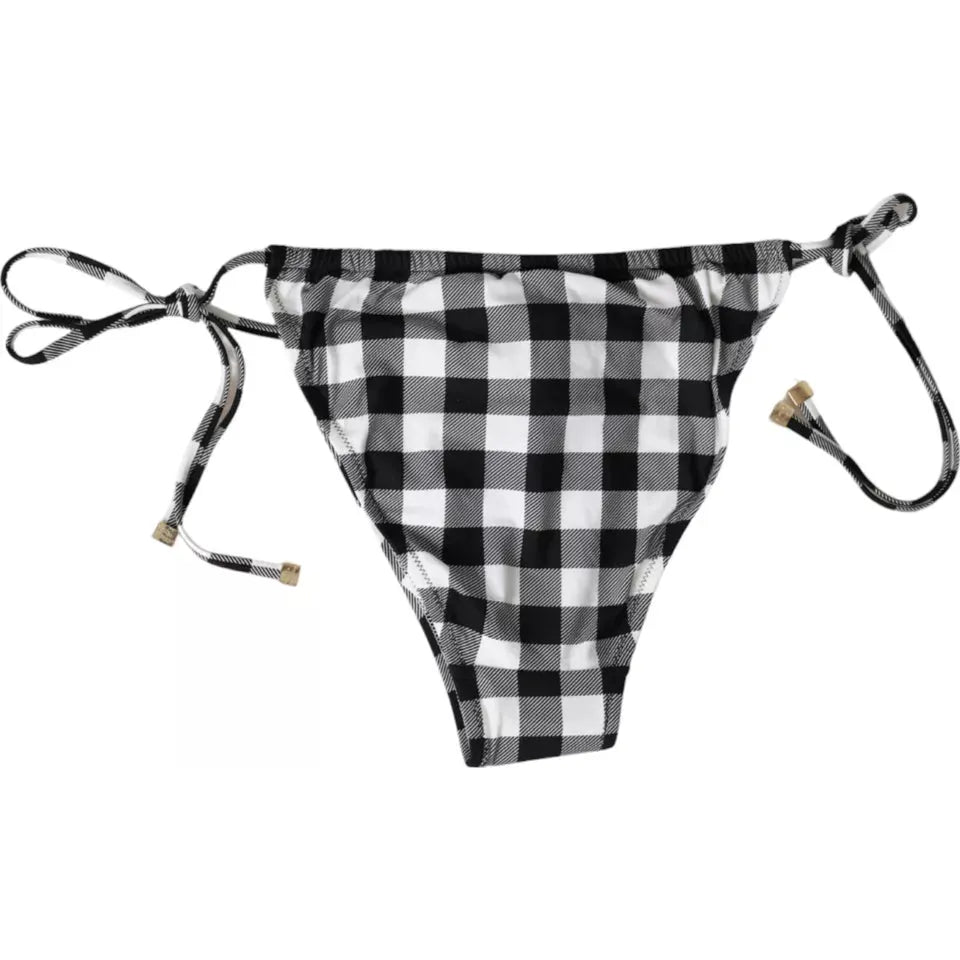 Dolce & Gabbana Black White Check Swimwear Beachwear Bottom Bikini Dolce & Gabbana