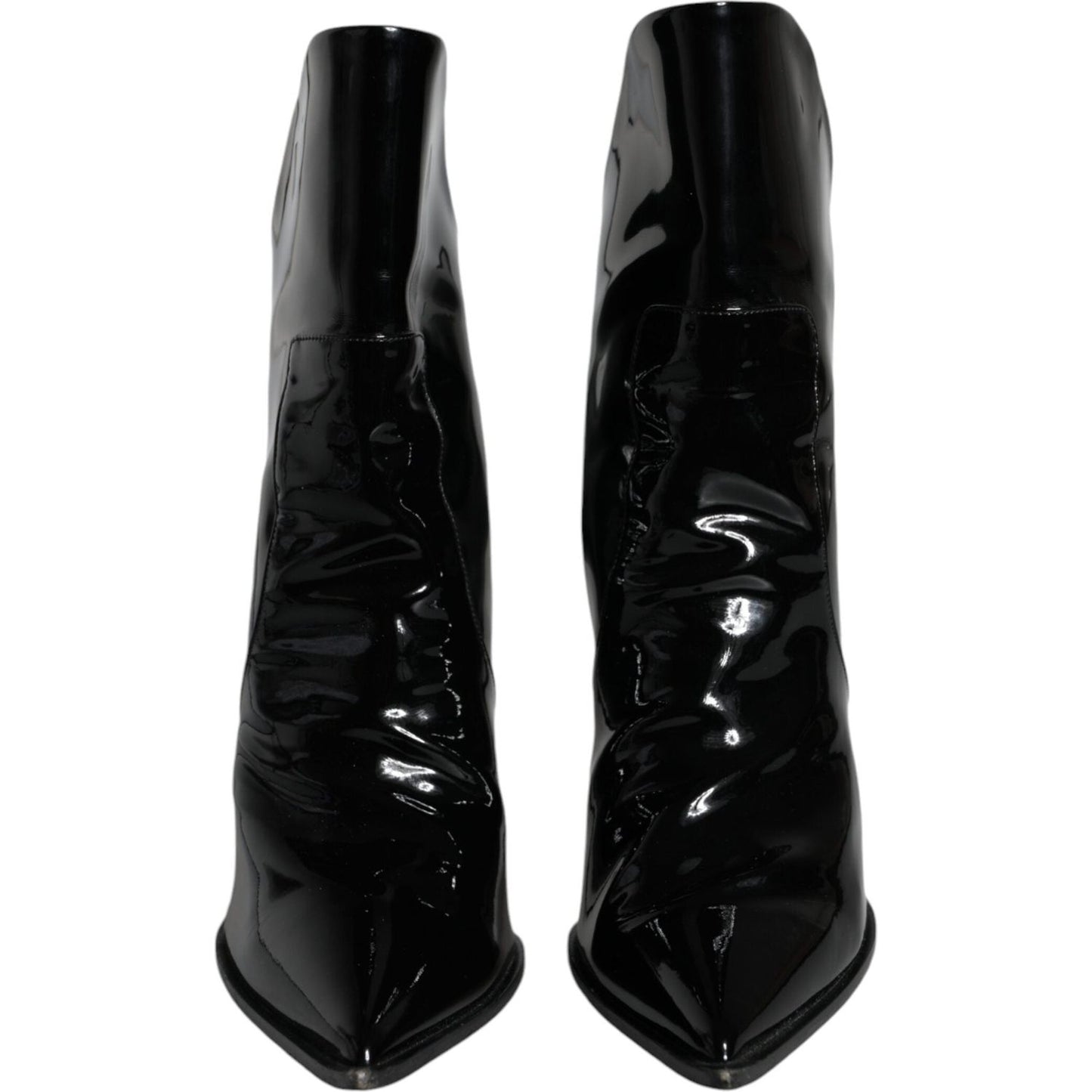 Dolce & Gabbana Black Patent Leather Pointed Ankle Boot Shoes Dolce & Gabbana