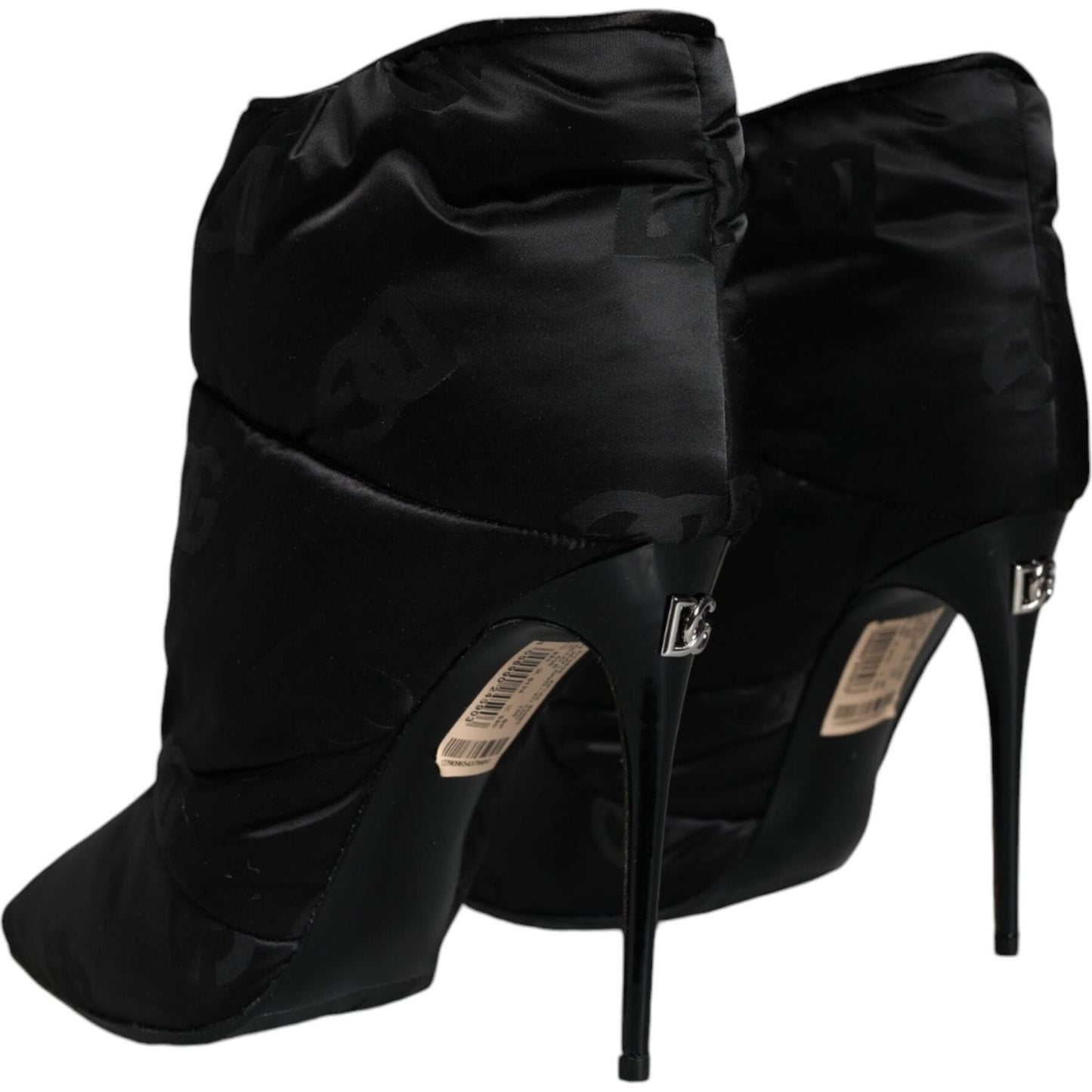 Dolce & Gabbana Black DG Logo Padded Heels Ankle Boots Shoes Dolce & Gabbana