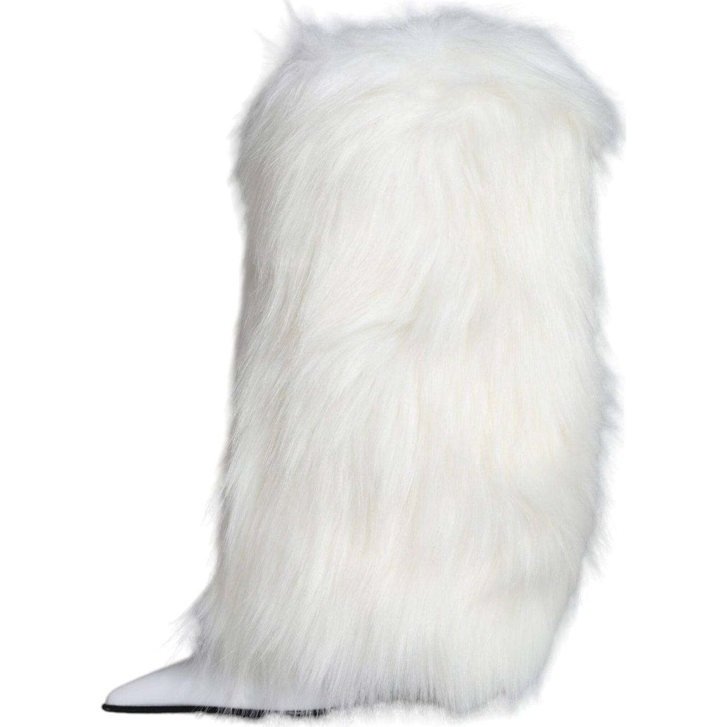 Dolce & Gabbana White Fur Leather Heels Mid Calf Boots Shoes Dolce & Gabbana