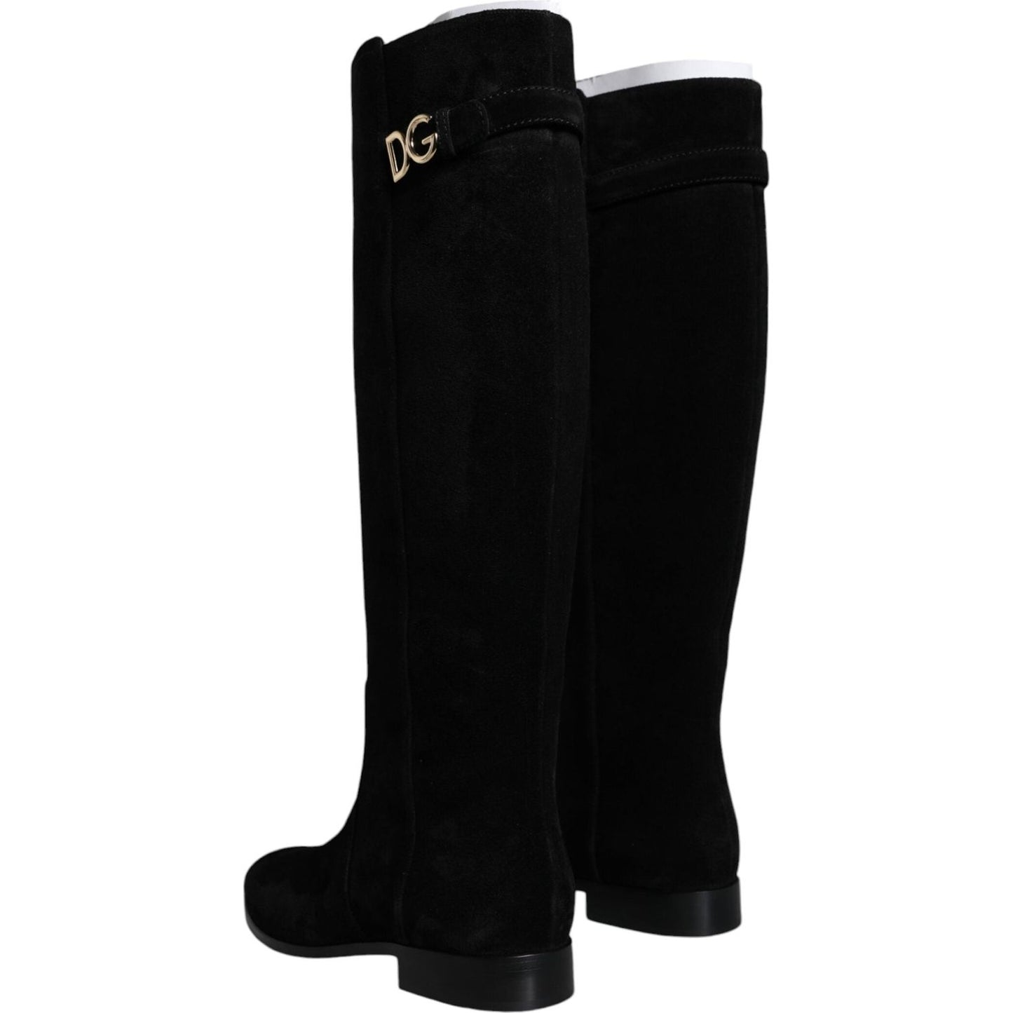 Dolce & Gabbana Black Suede Leather Knee High Boots Shoes Dolce & Gabbana