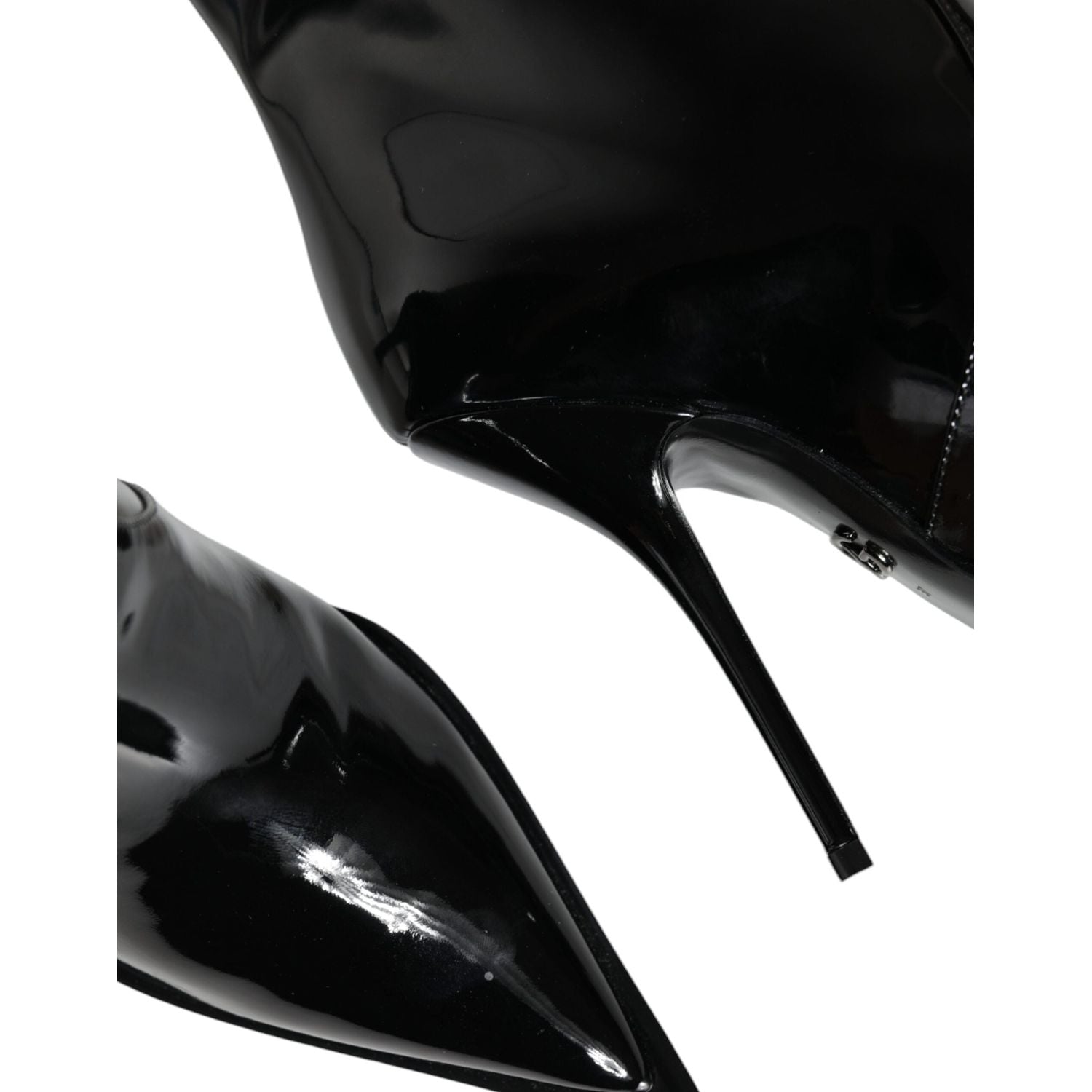 Dolce & Gabbana Black Patent Leather Mid Calf Boots Shoes