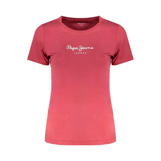 Pepe Jeans Red Cotton Tops & T-Shirt