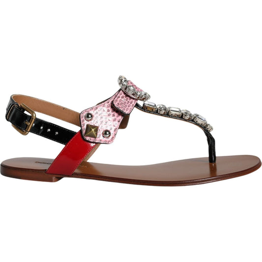 Dolce & Gabbana Multicolor Crystal Sandals Flip Flops Shoes Dolce & Gabbana