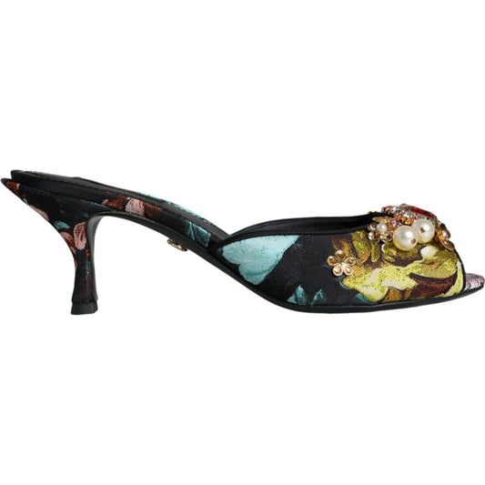 Dolce & Gabbana Multicolor Crystal Slip On Sandals Shoes Dolce & Gabbana