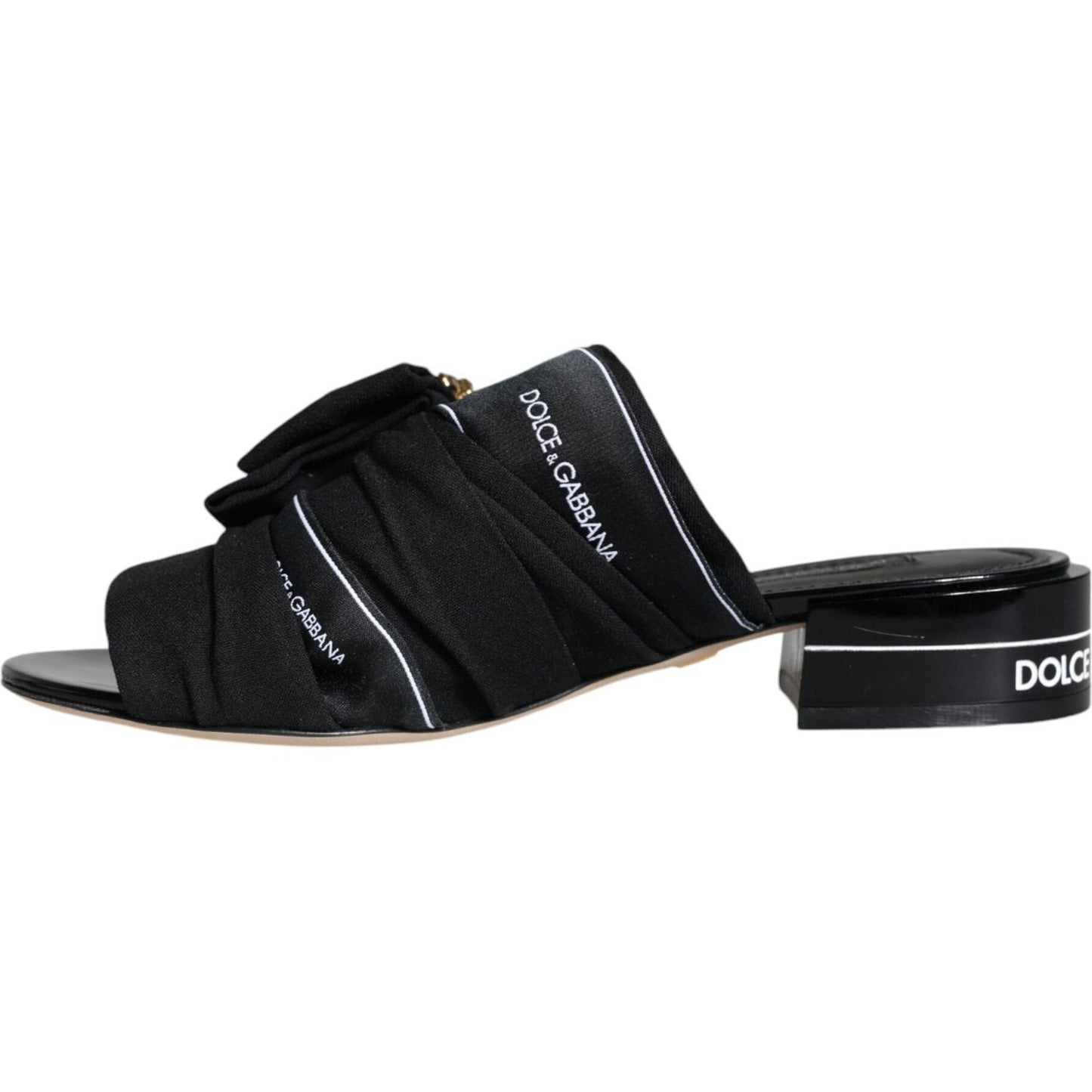 Dolce & Gabbana Black White Crystal Slides Sandals Shoes Dolce & Gabbana