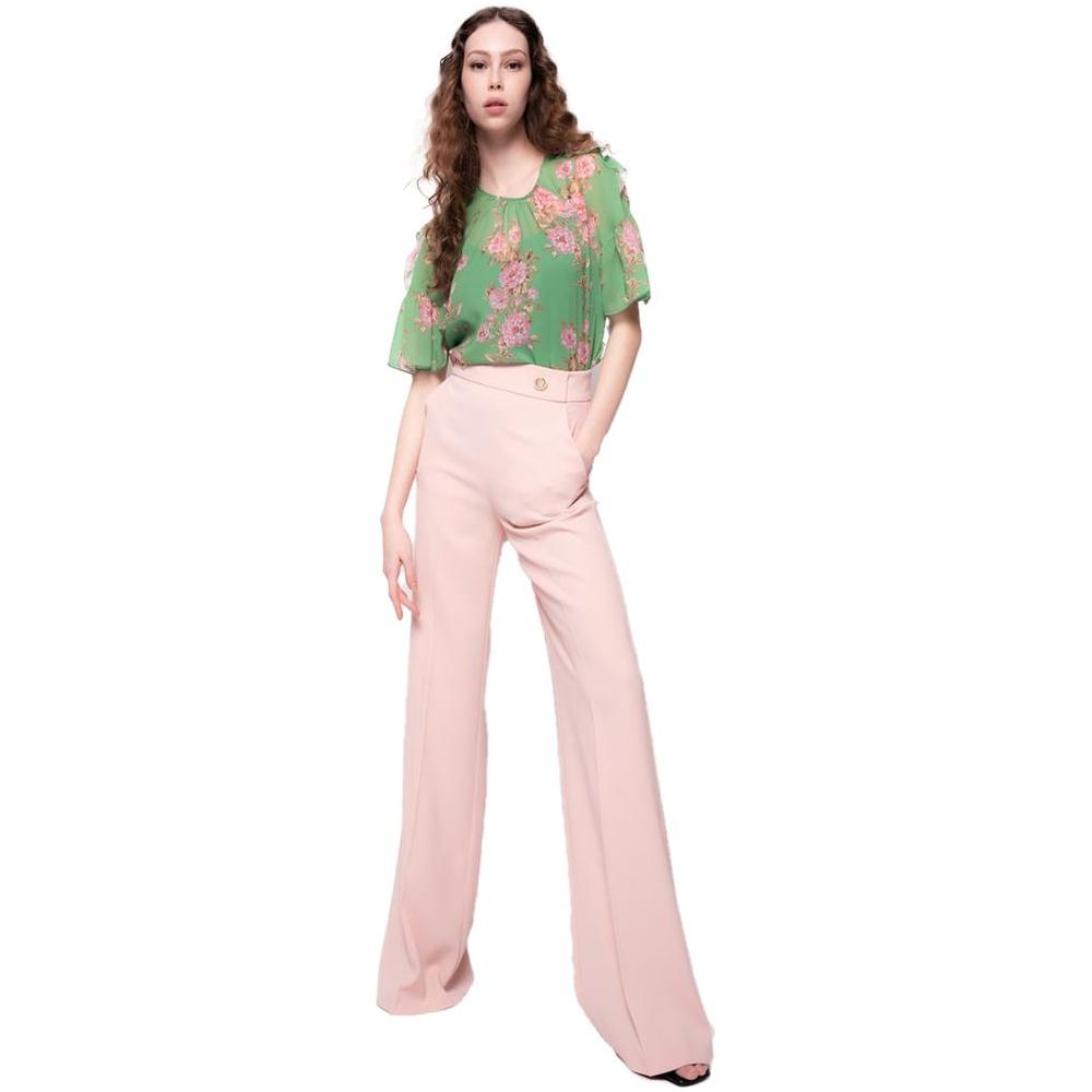 PINKO Pink Polyester Women Pants with Gold Detail PINKO