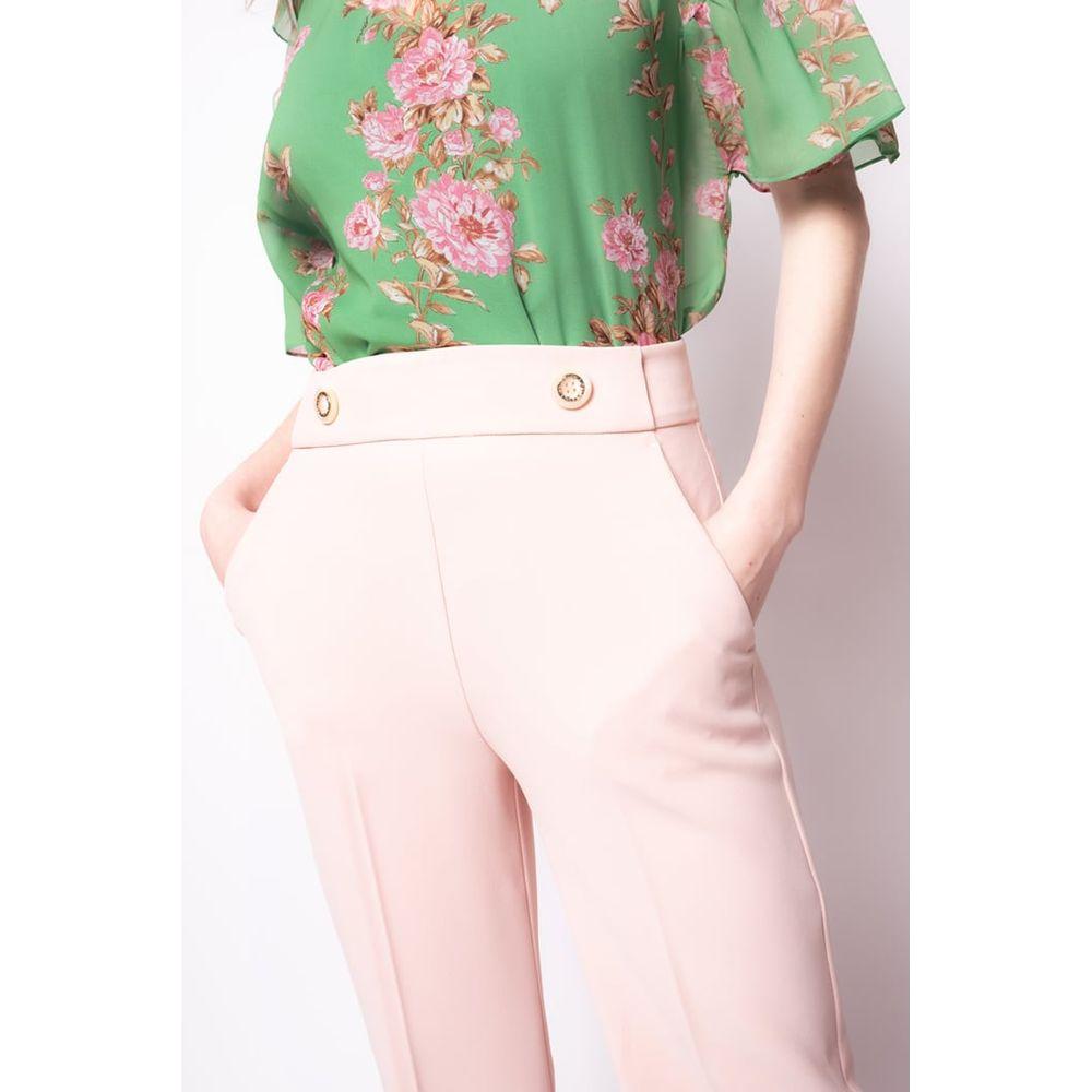 PINKO Pink Polyester Women Pants with Gold Detail PINKO